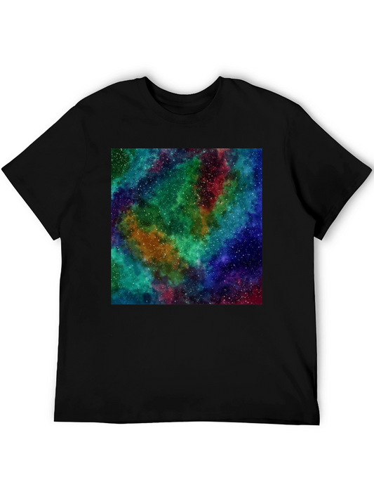 Galaxy Print Black T-Shirt - Unique Space Design