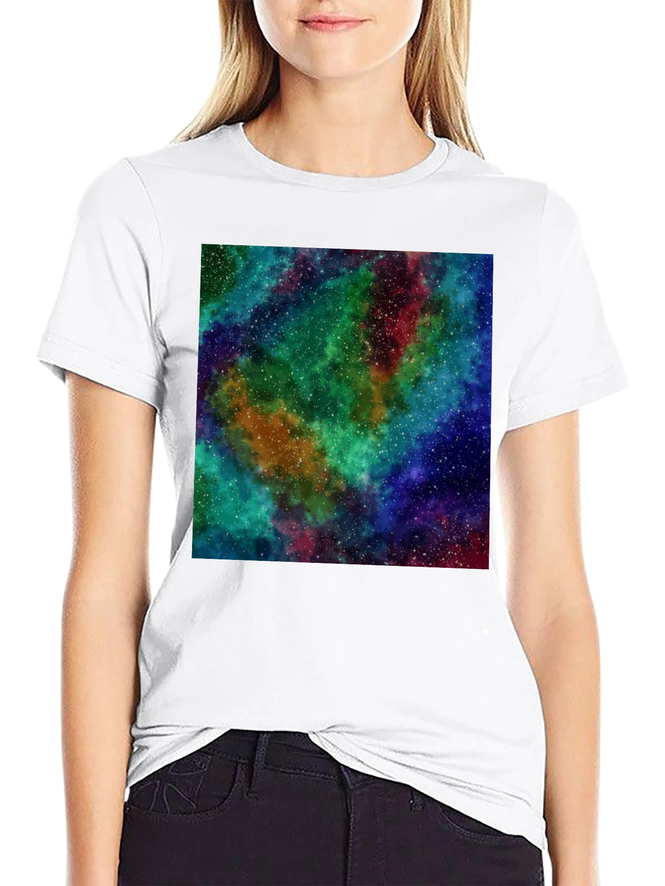 Galaxy Print Black T-Shirt - Unique Space Design