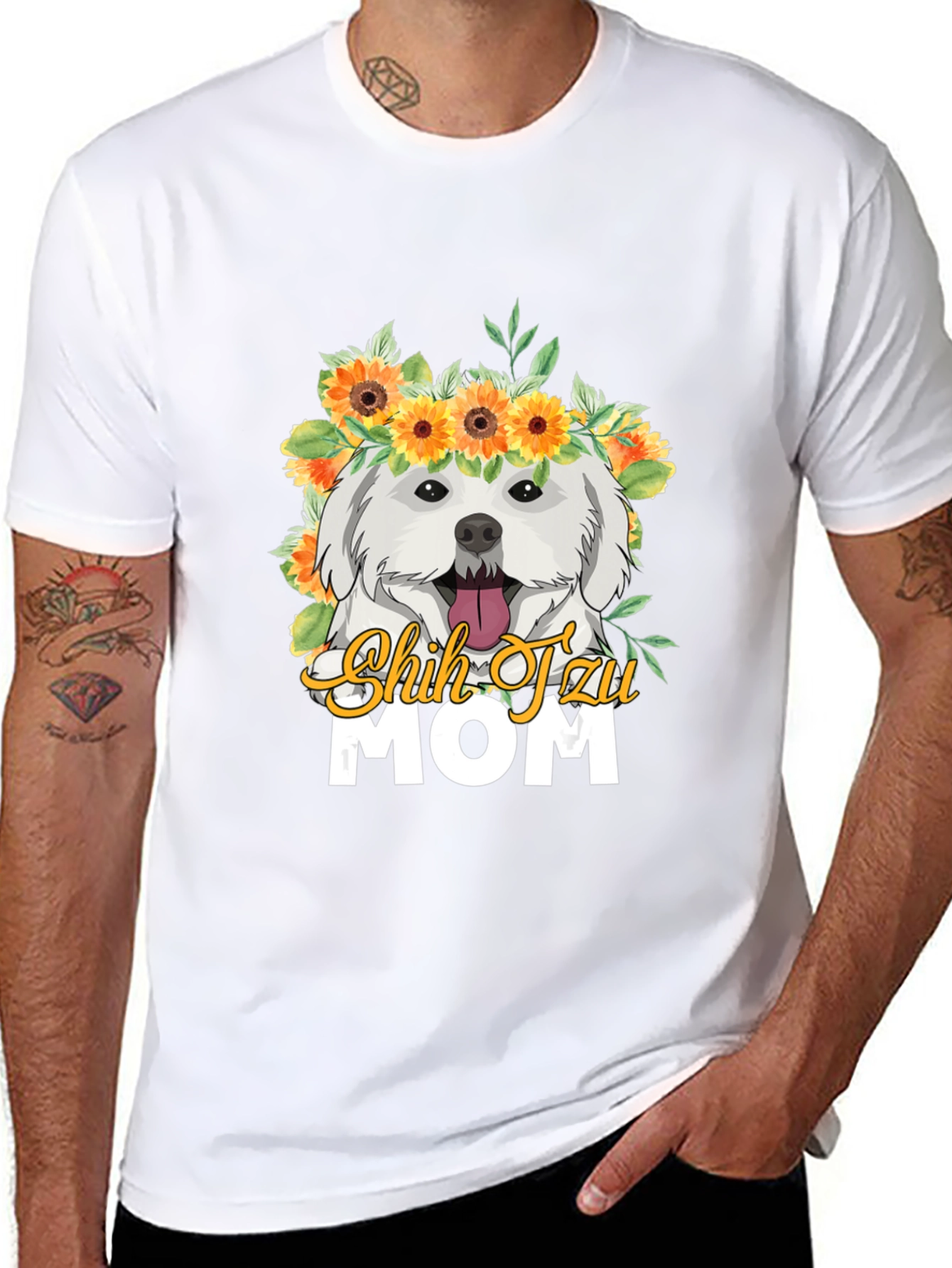 Shih Tzu Mom Sunflower Crown T-Shirt