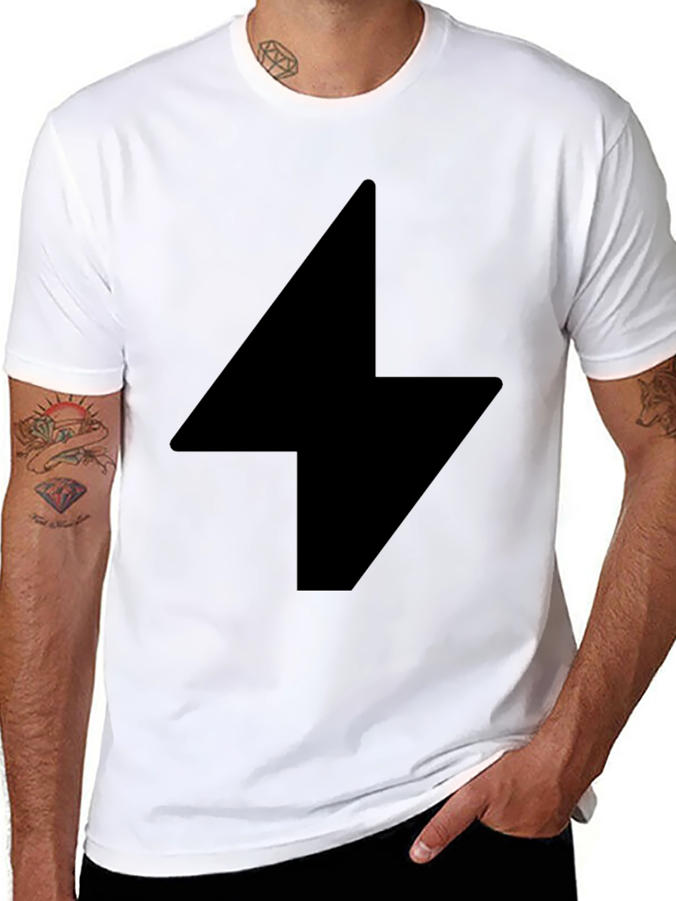 Black Lightning Bolt Graphic T-Shirt