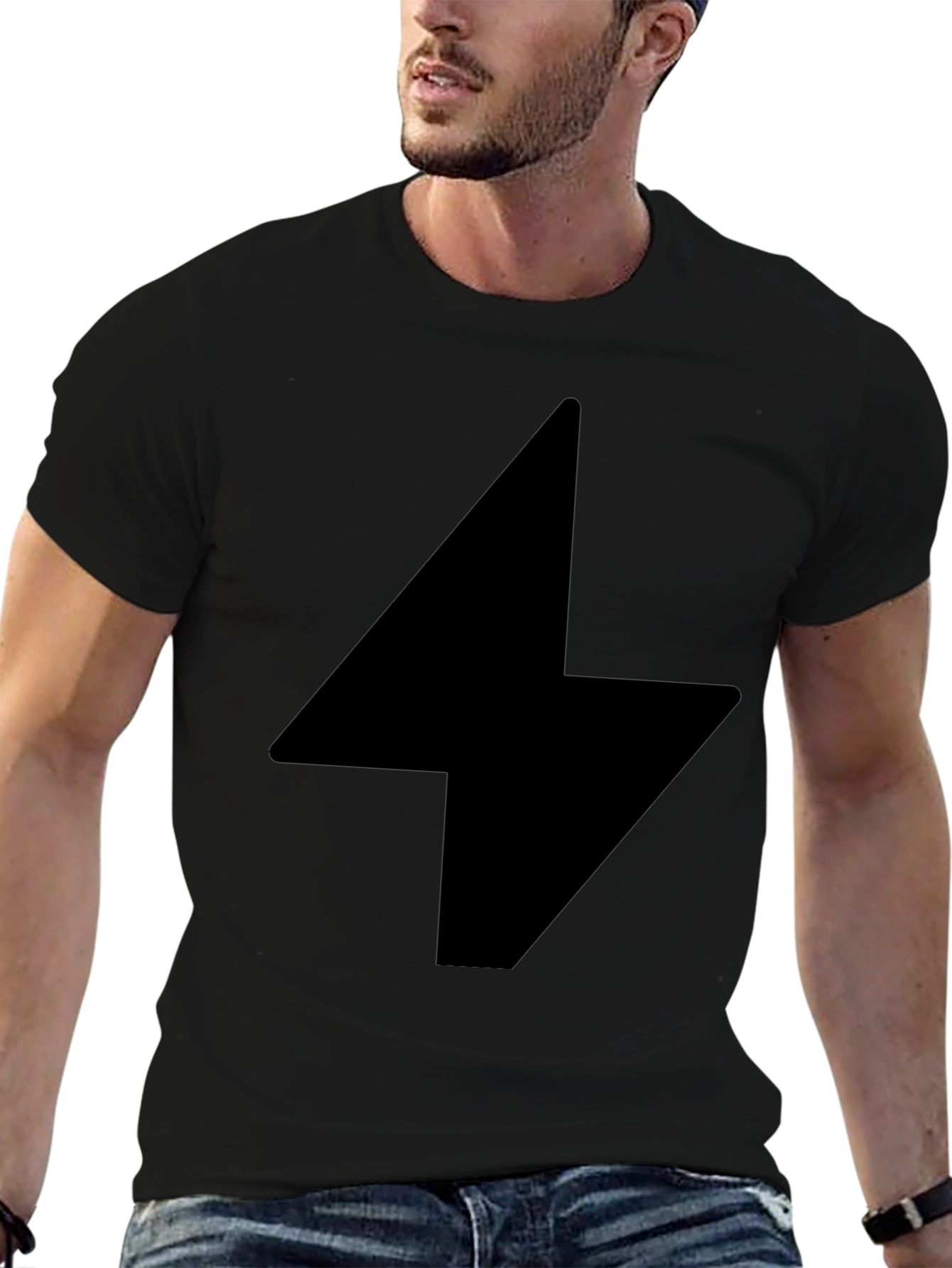 Black Lightning Bolt Graphic T-Shirt