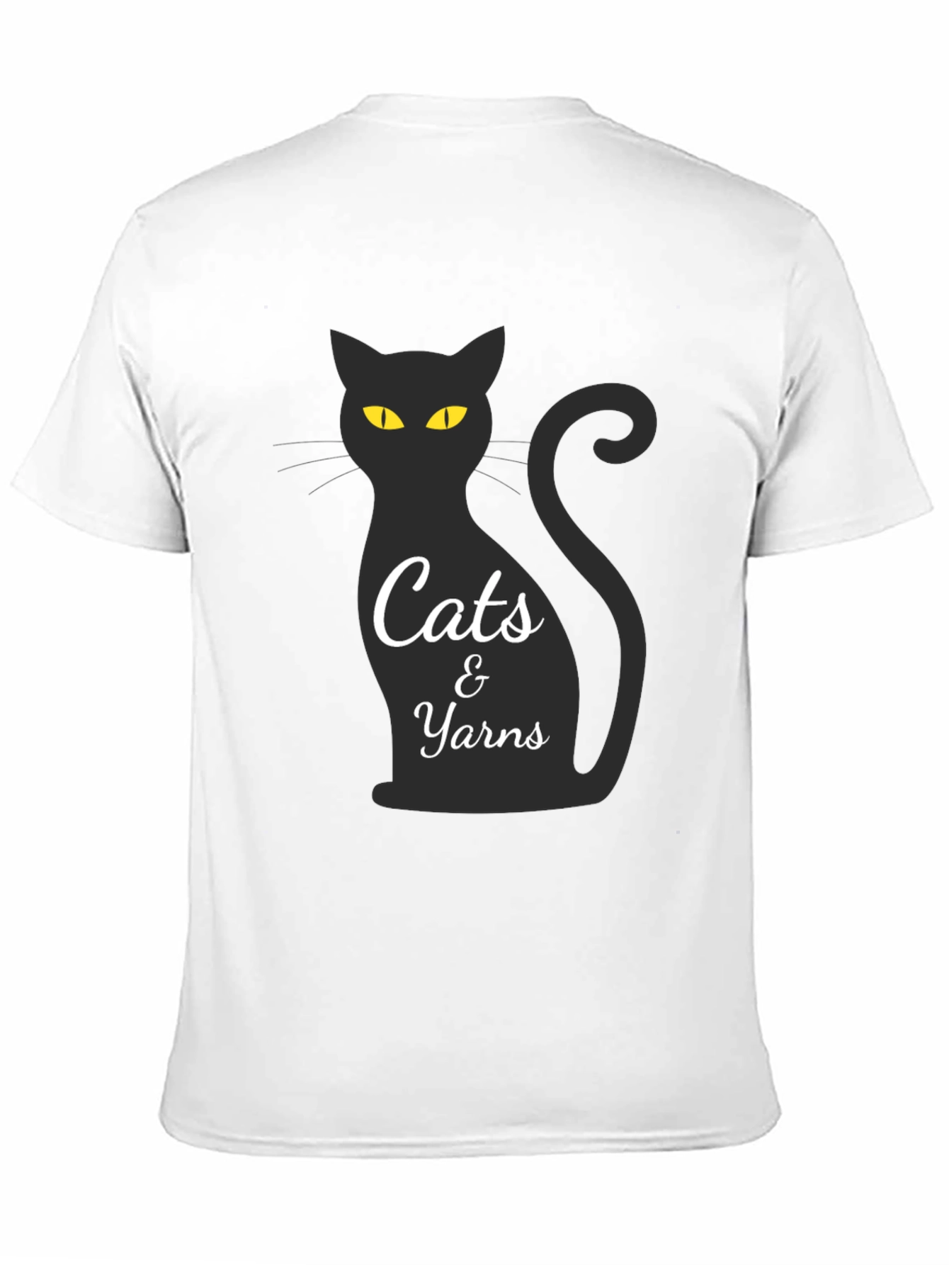 Cats & Yarns T-Shirt - Black Cat Design