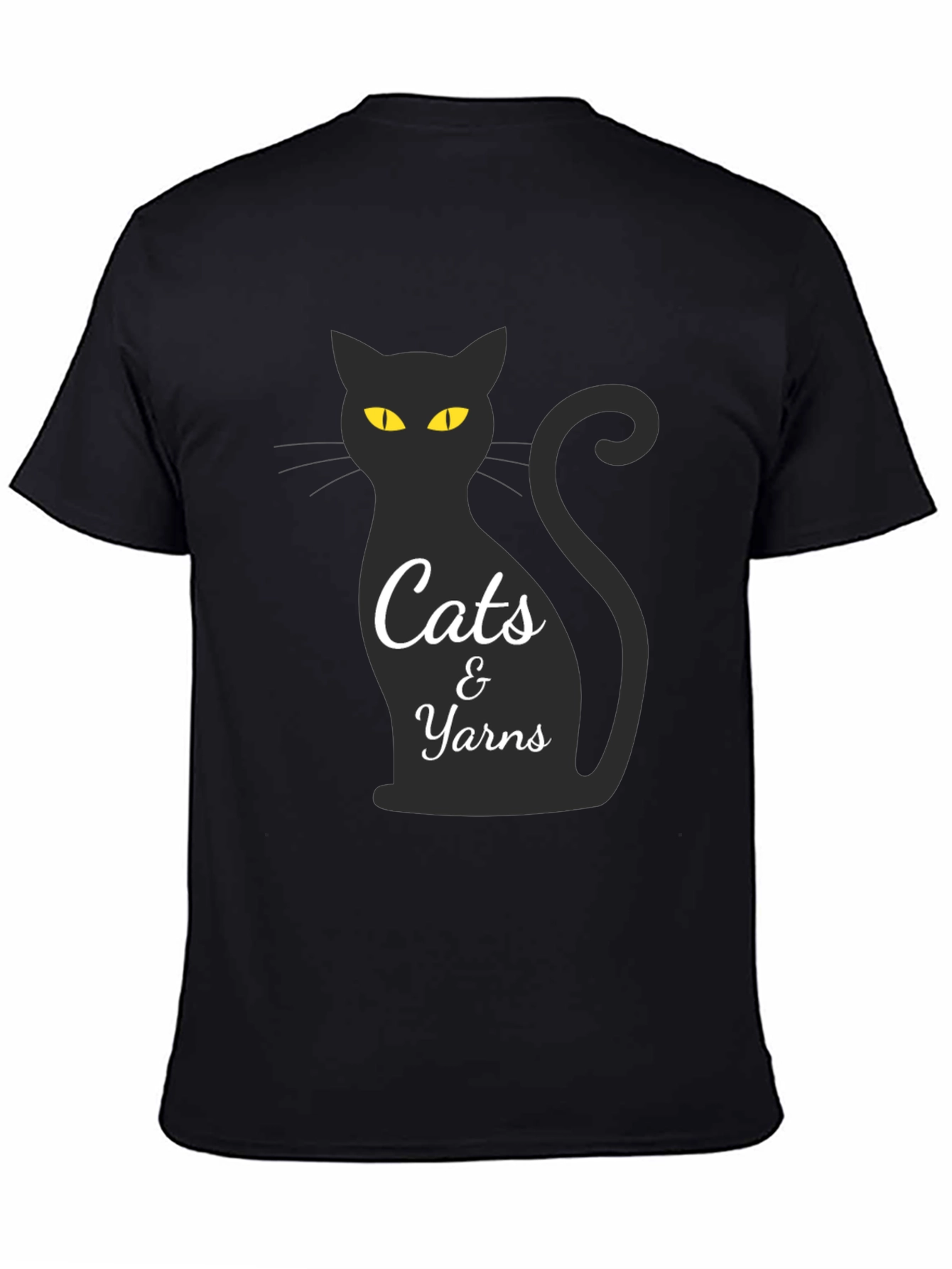 Cats & Yarns T-Shirt - Black Cat Design
