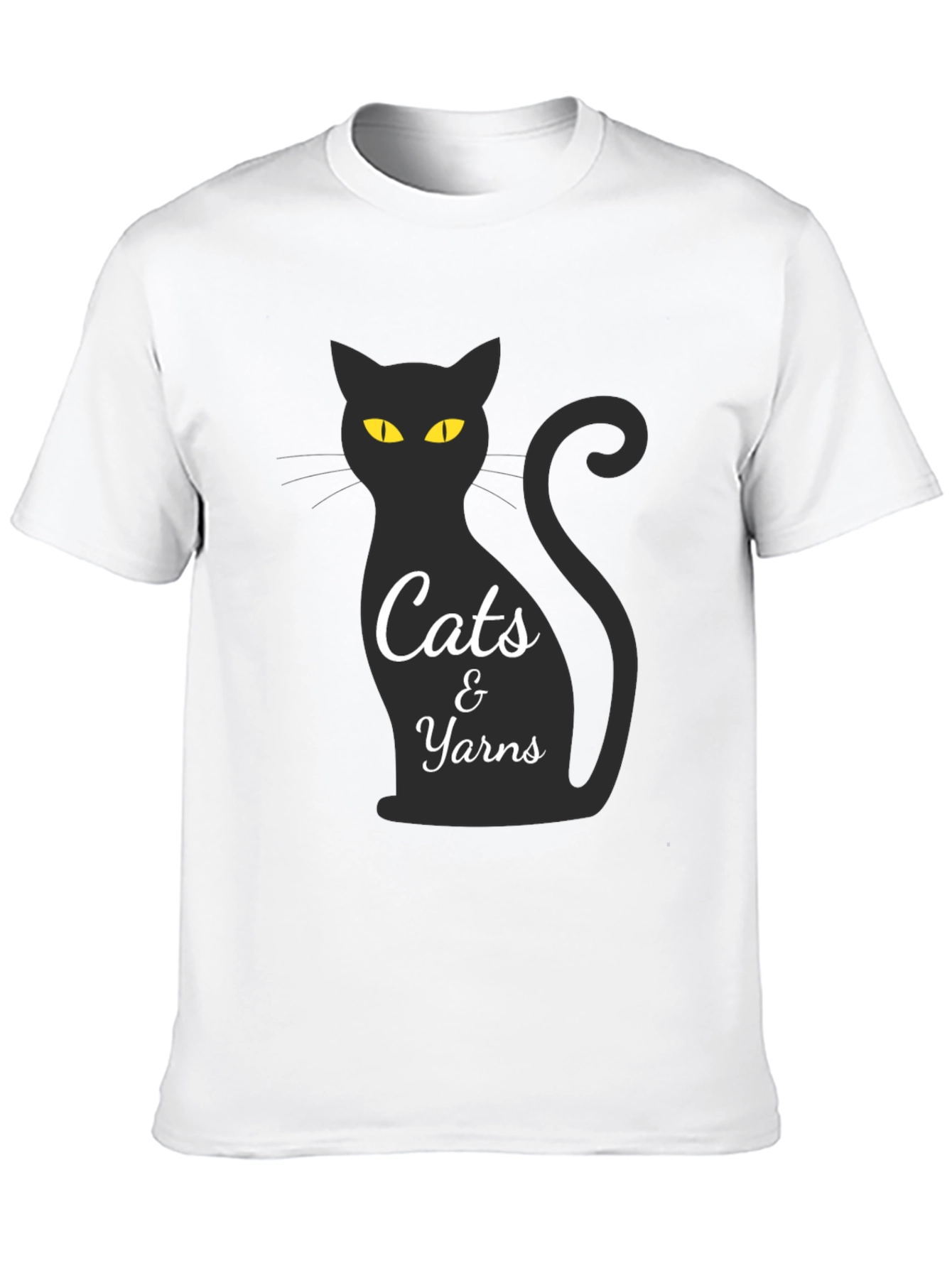Cats & Yarns T-Shirt - Black Cat Design