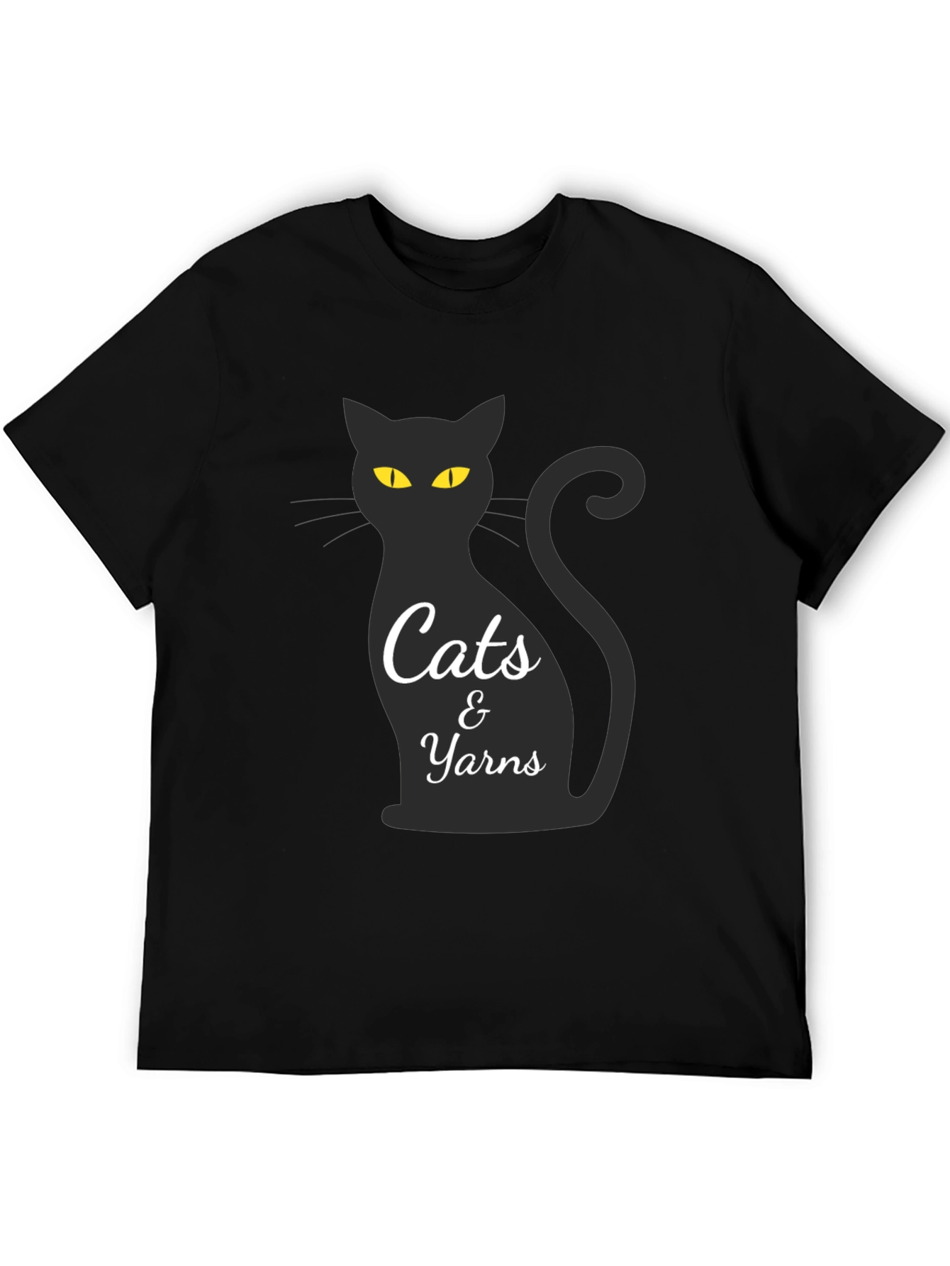 Cats & Yarns T-Shirt - Black Cat Design