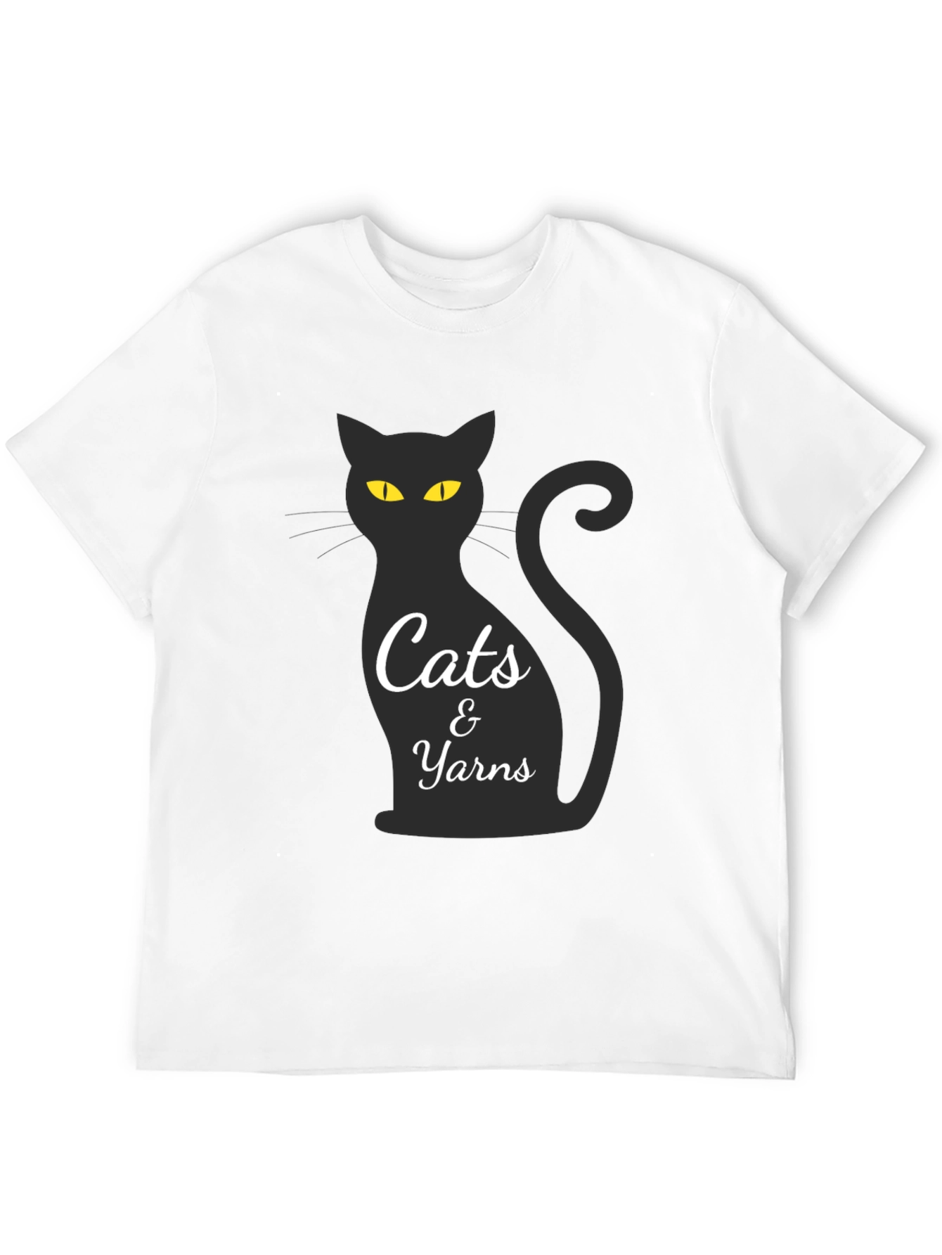 Cats & Yarns T-Shirt - Black Cat Design