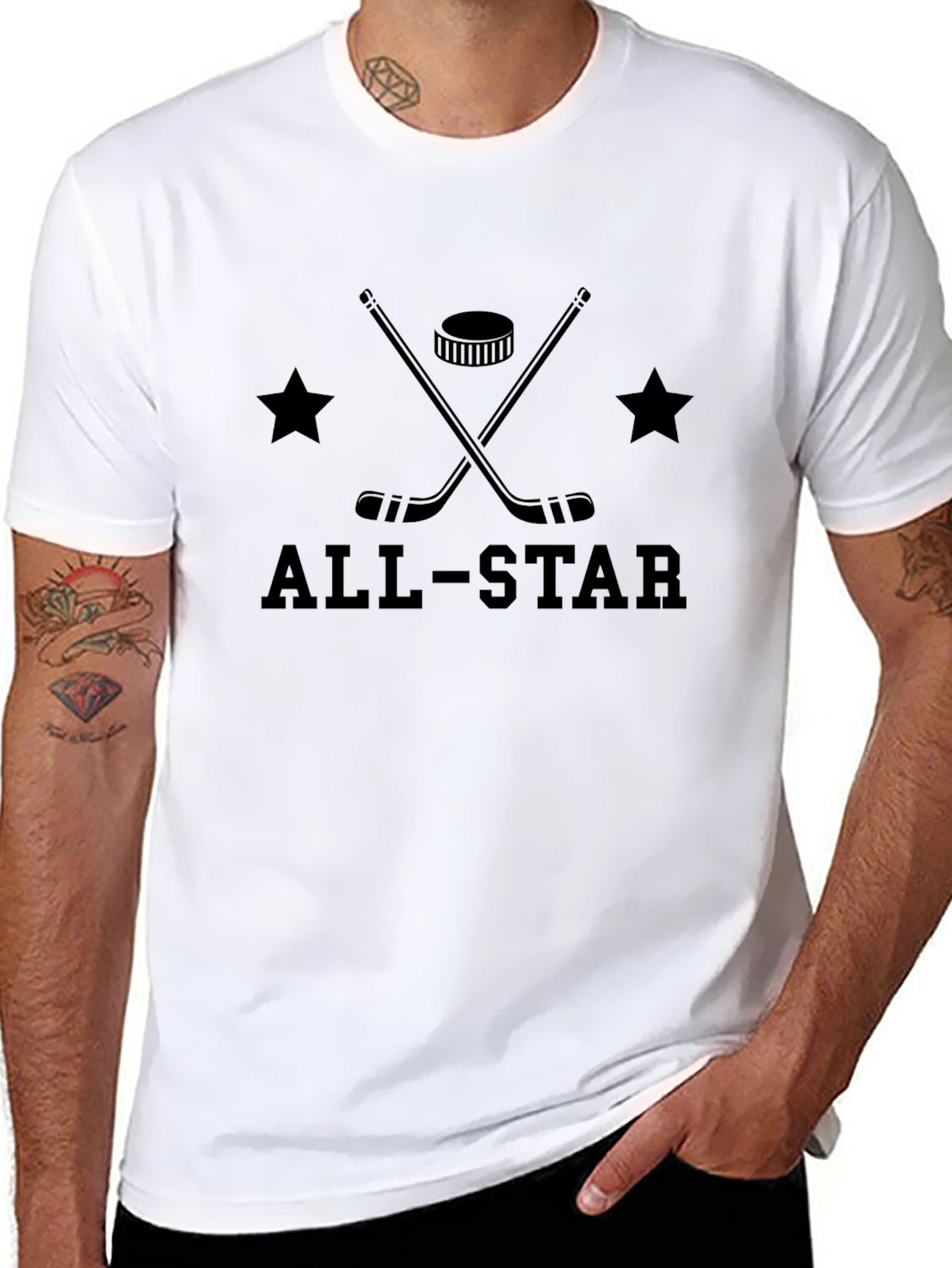 All-Star Hockey Graphic Tee - Black Cotton T-Shirt