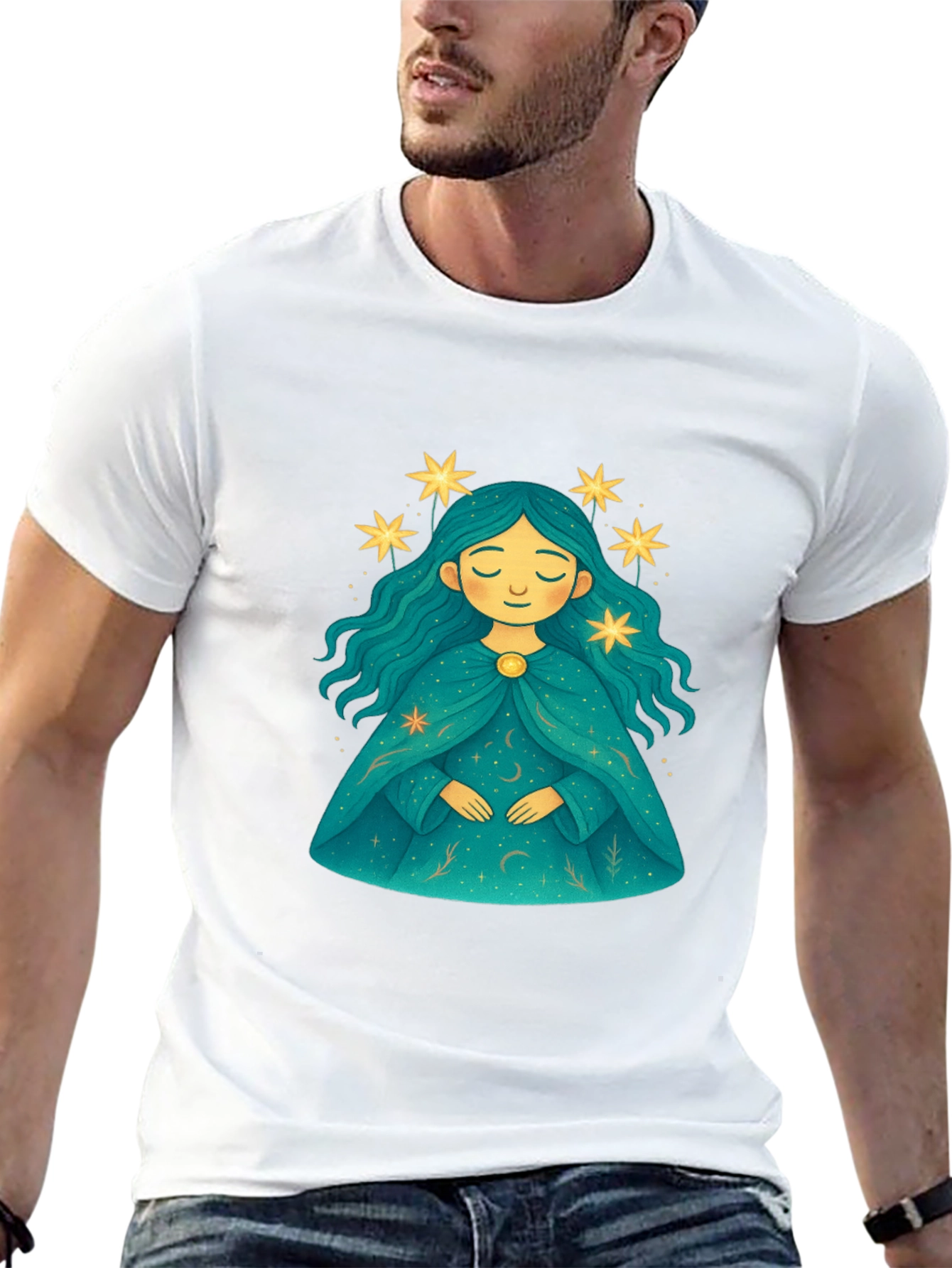 Celestial Star Maiden Black T-Shirt