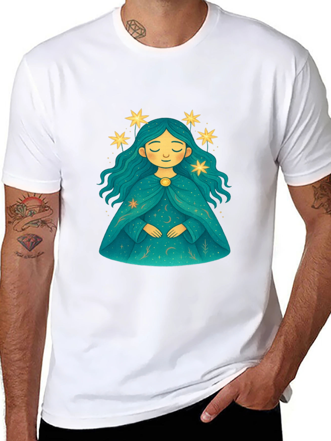 Celestial Star Maiden Black T-Shirt