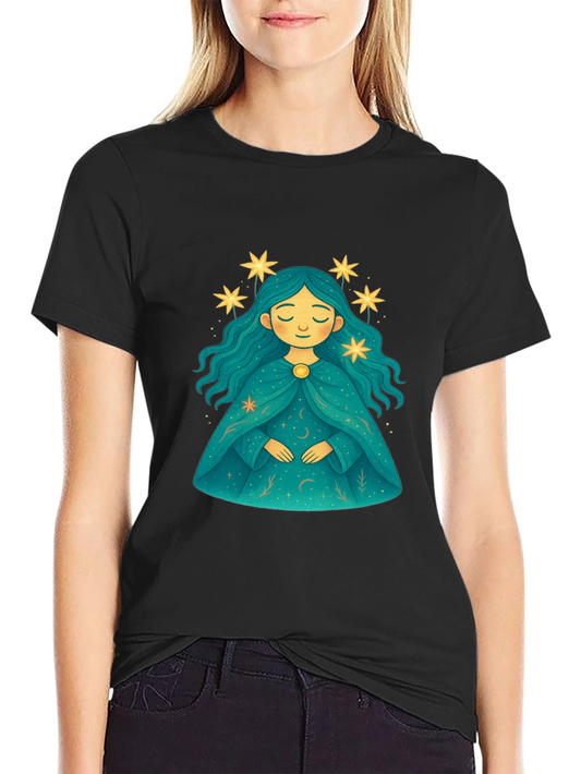Celestial Star Maiden Black T-Shirt