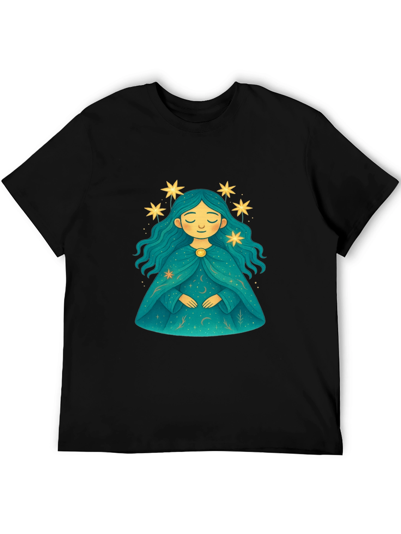 Celestial Star Maiden Black T-Shirt