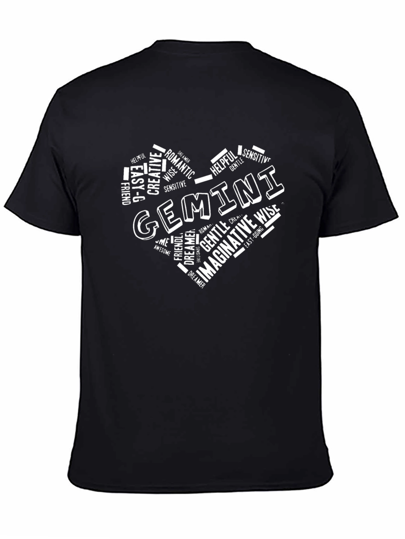 Gemini Zodiac T-Shirt - Heart Word Art
