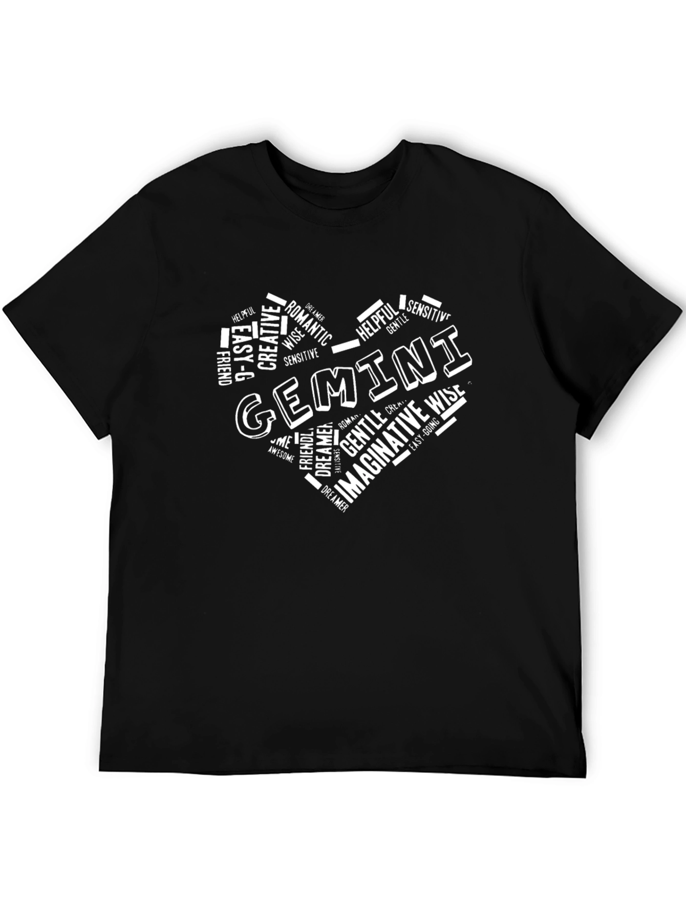 Gemini Zodiac T-Shirt - Heart Word Art