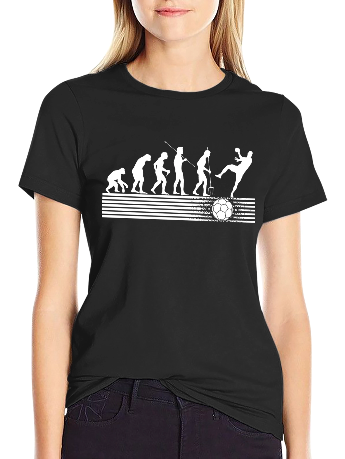 Evolution of Soccer Black Graphic T-Shirt