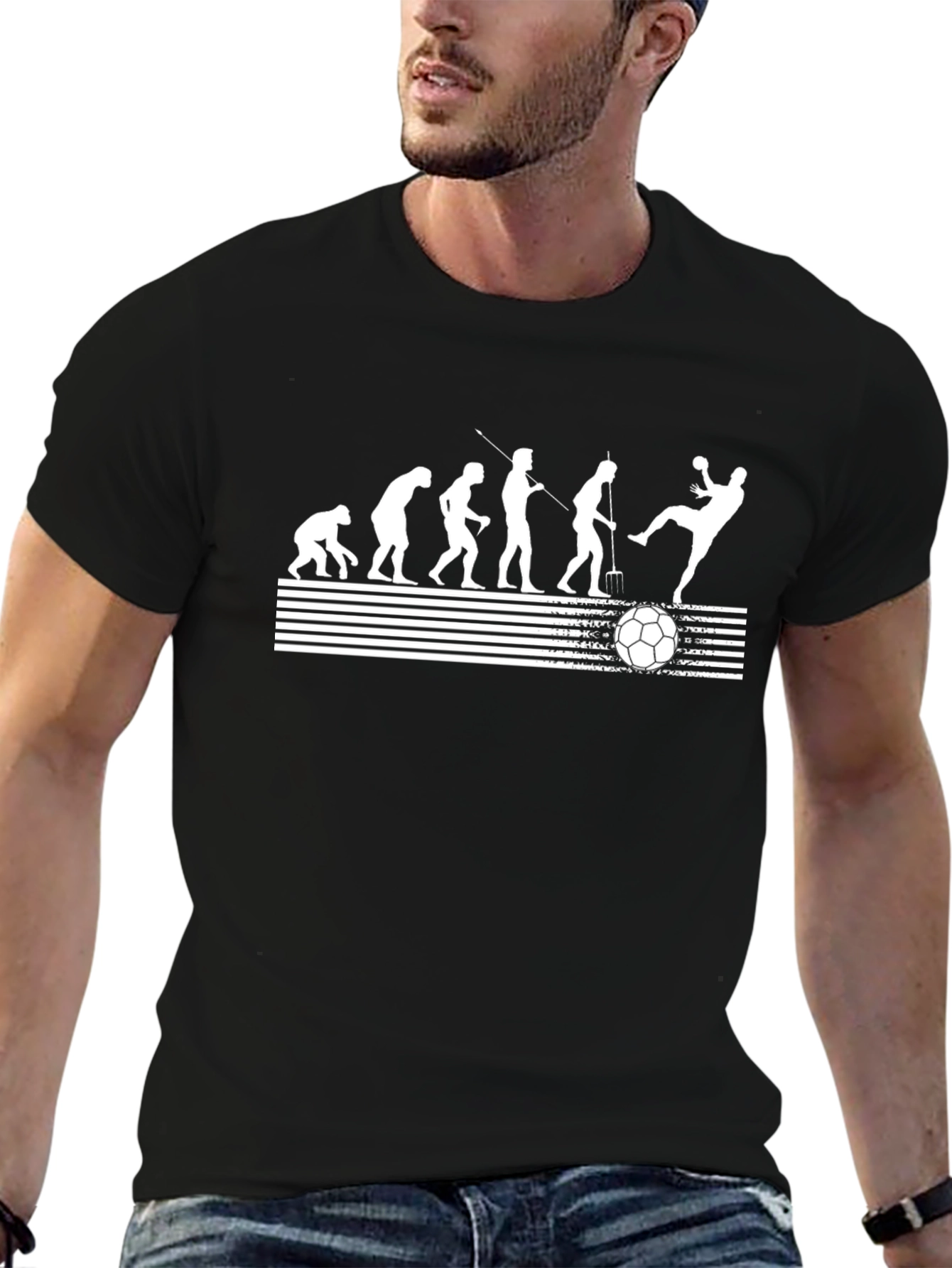 Evolution of Soccer Black Graphic T-Shirt