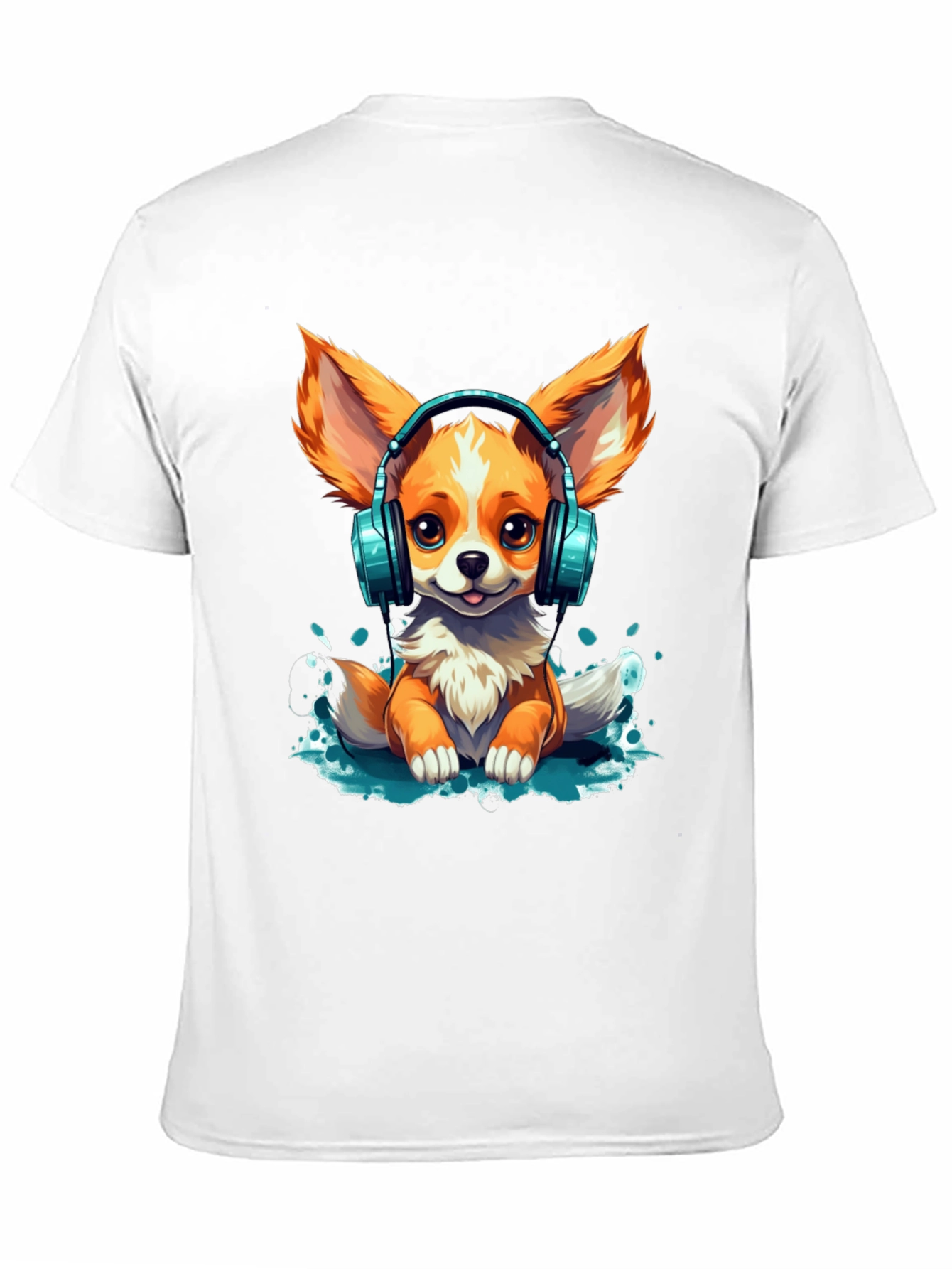 Cute Dog with Headphones Graphic T-Shirt