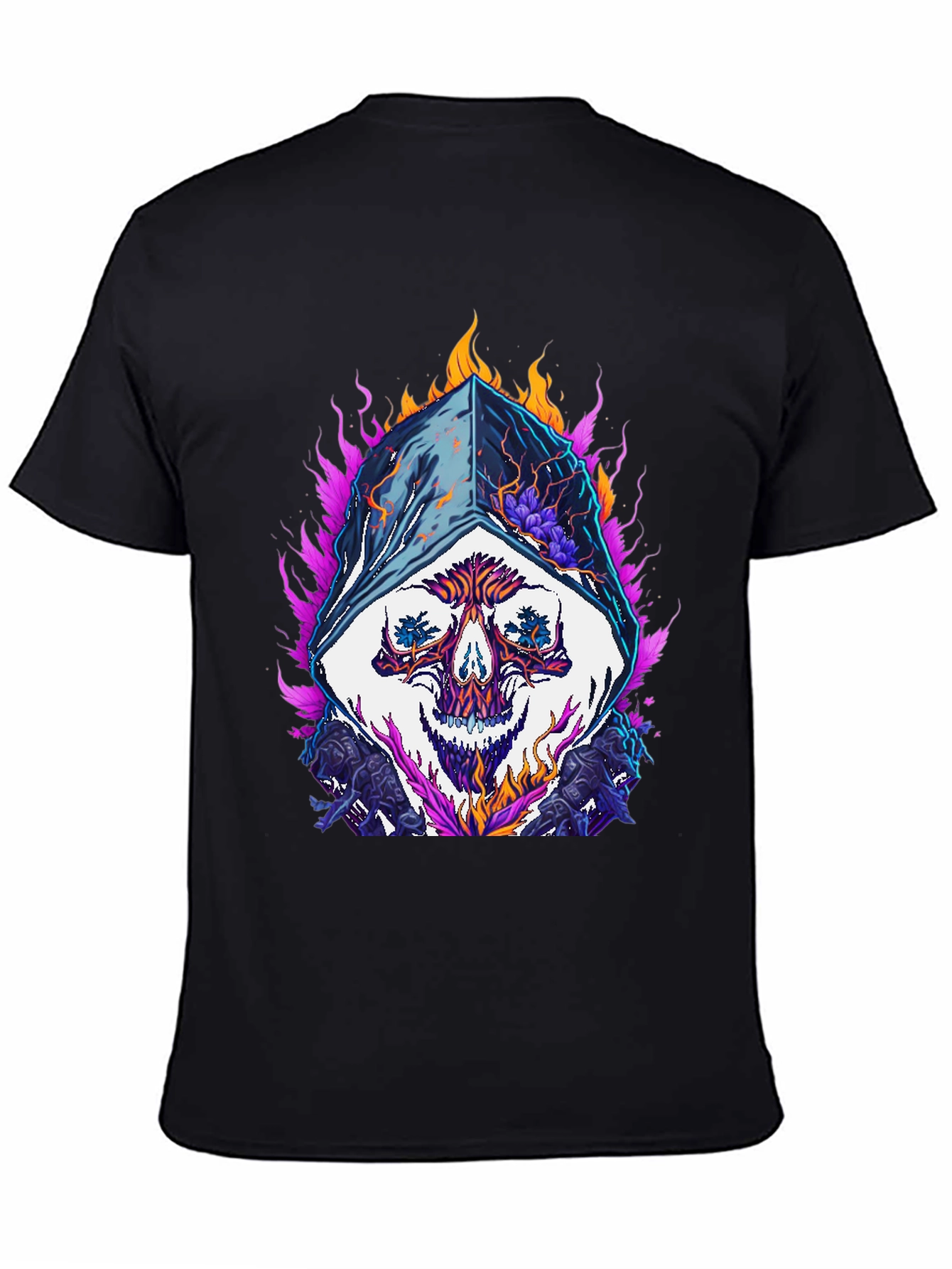 Fiery Skull Graphic Tee - Black