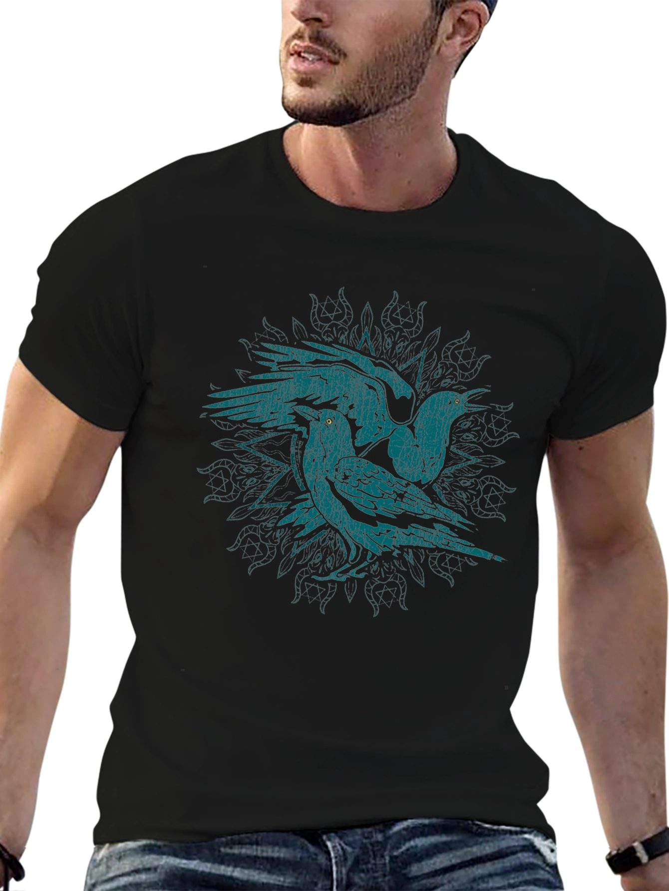 Raven Graphic T-Shirt - Distressed Design