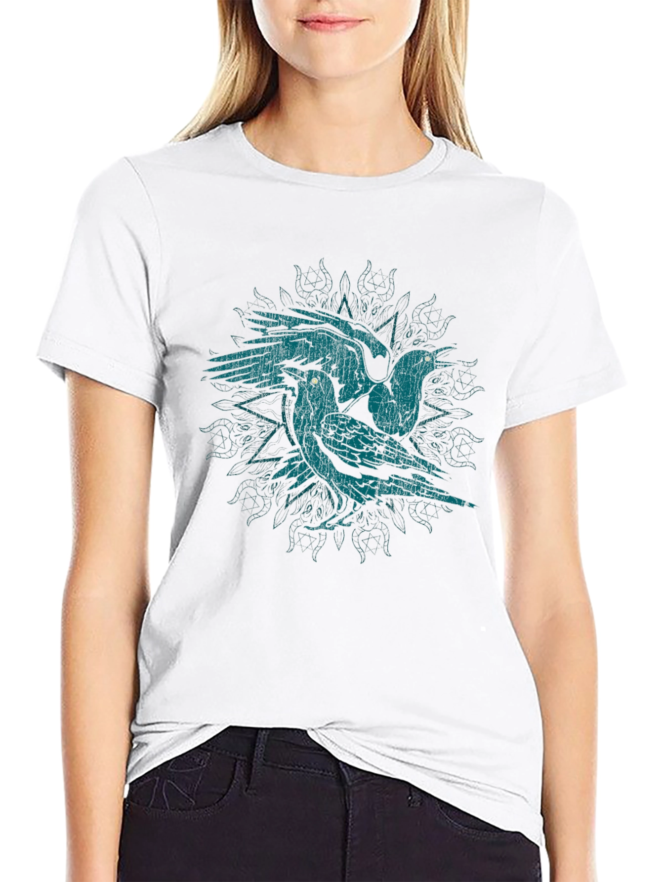 Raven Graphic T-Shirt - Distressed Design