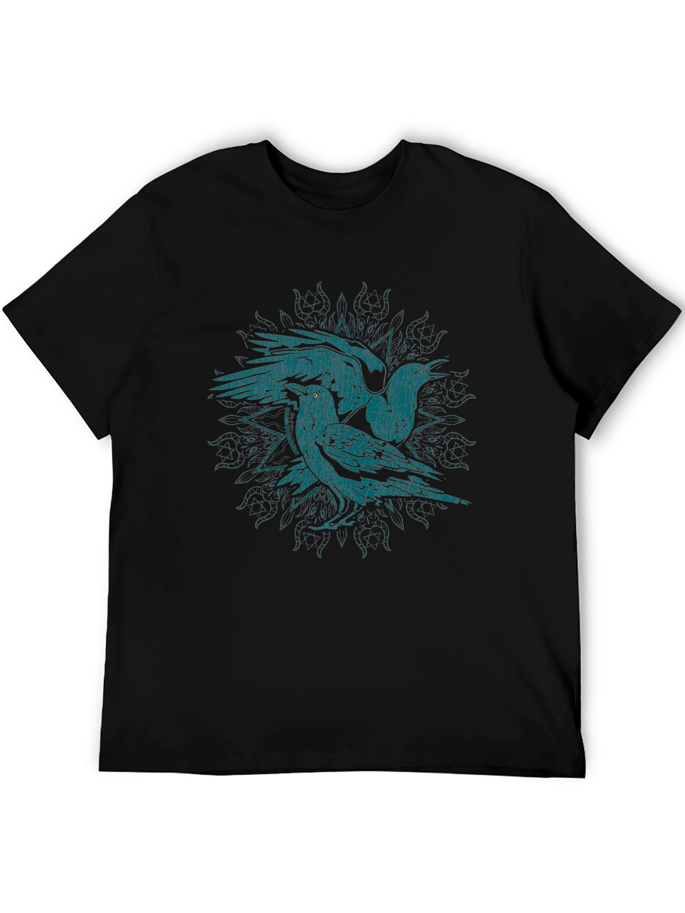 Raven Graphic T-Shirt - Distressed Design