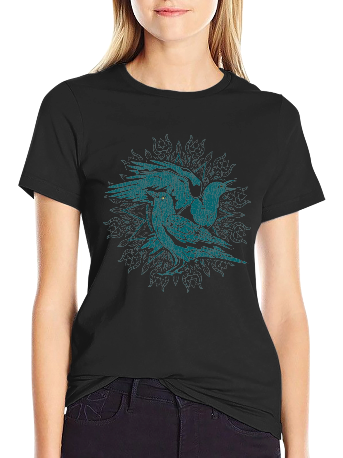 Raven Graphic T-Shirt - Distressed Design