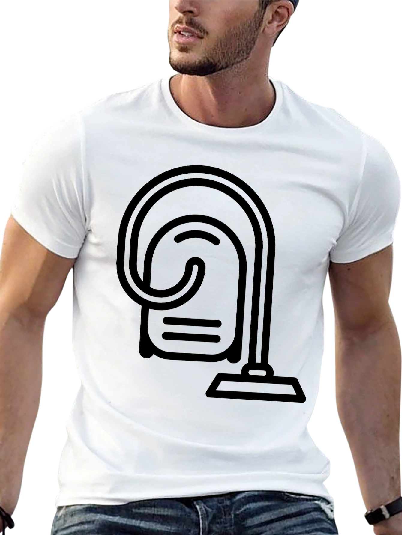Modern Vacuum Graphic Tee - Stylish Black T-Shirt