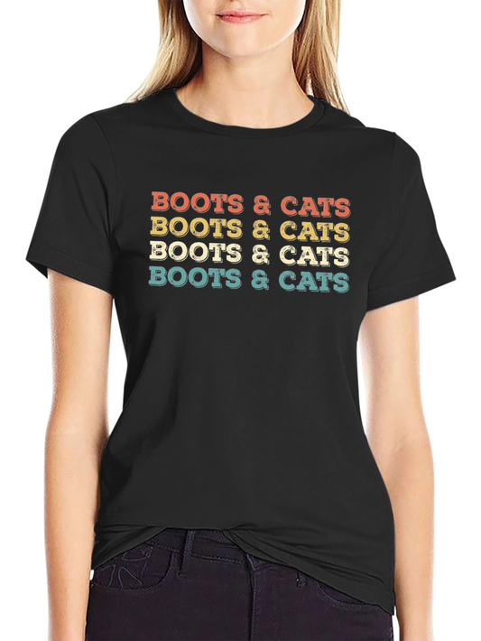 Boots and Cats Retro T-Shirt