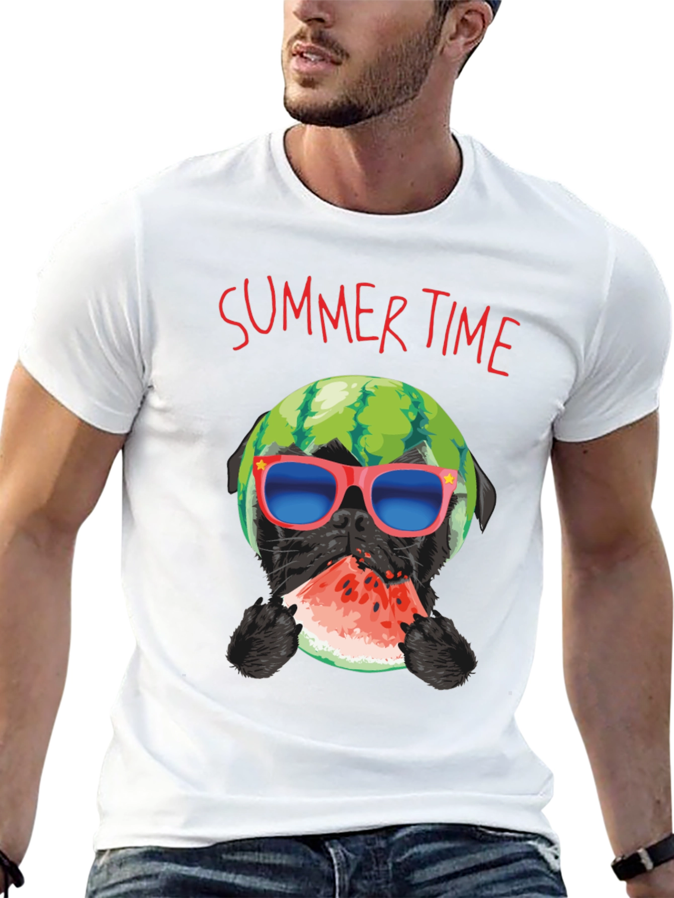 Summer Time Watermelon Pug T-Shirt