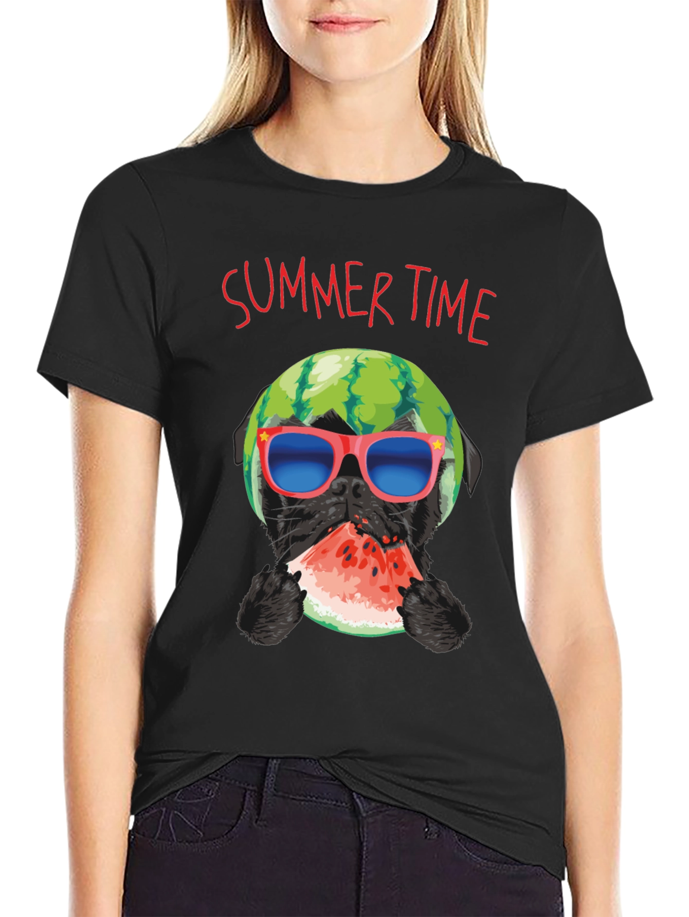 Summer Time Watermelon Pug T-Shirt