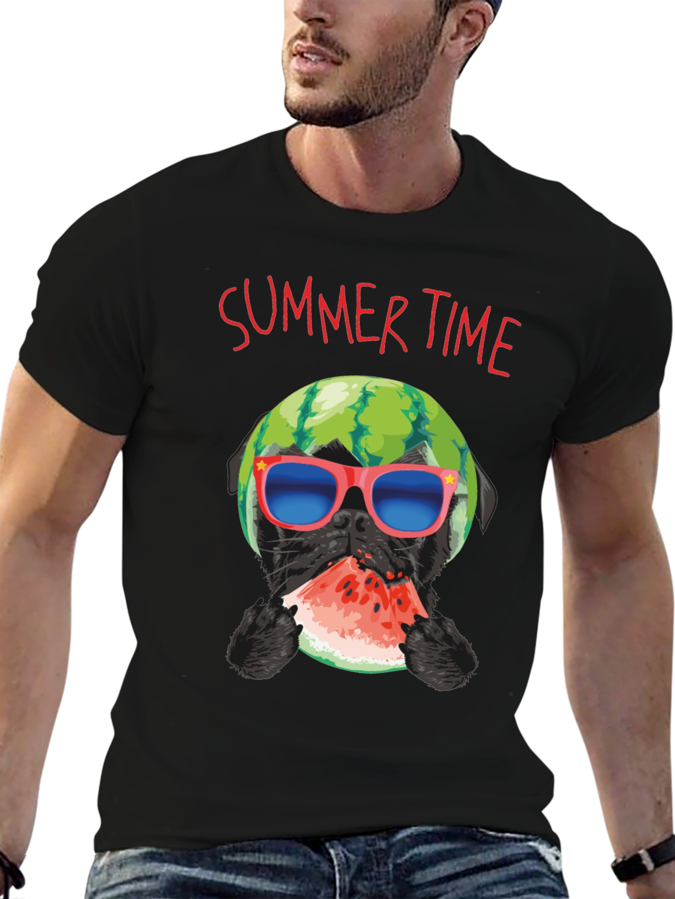 Summer Time Watermelon Pug T-Shirt