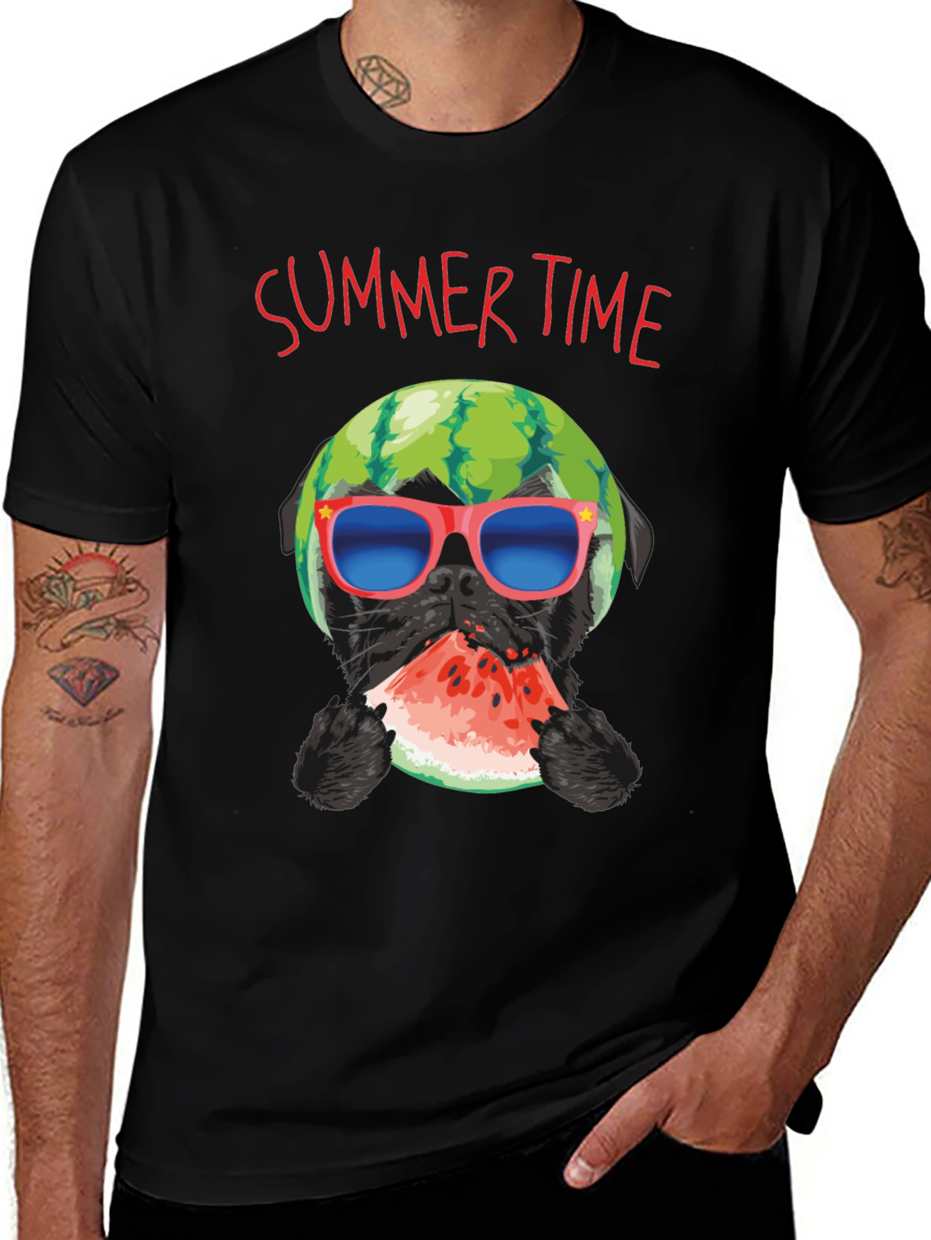 Summer Time Watermelon Pug T-Shirt