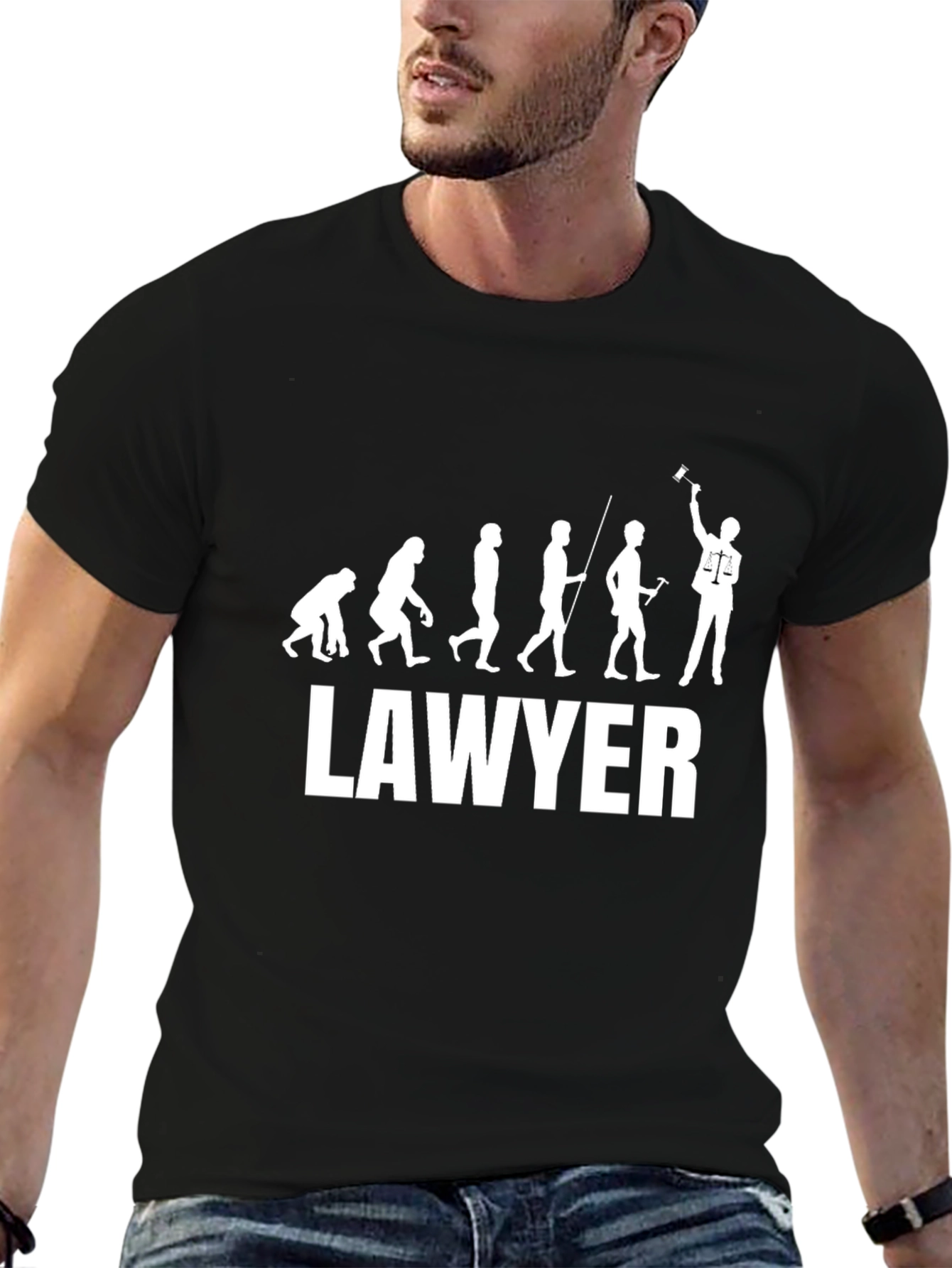 Lawyer Evolution Graphic Tee - Black Cotton T-Shirt