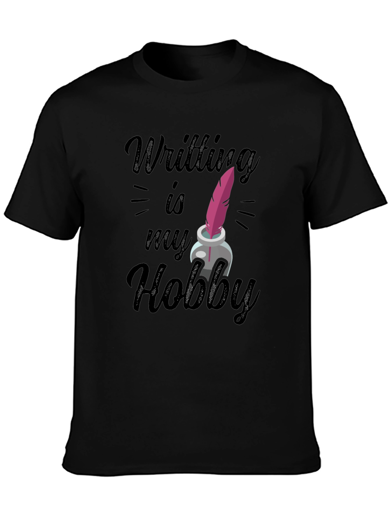 Writing Hobby T-Shirt - Feather & Ink Design