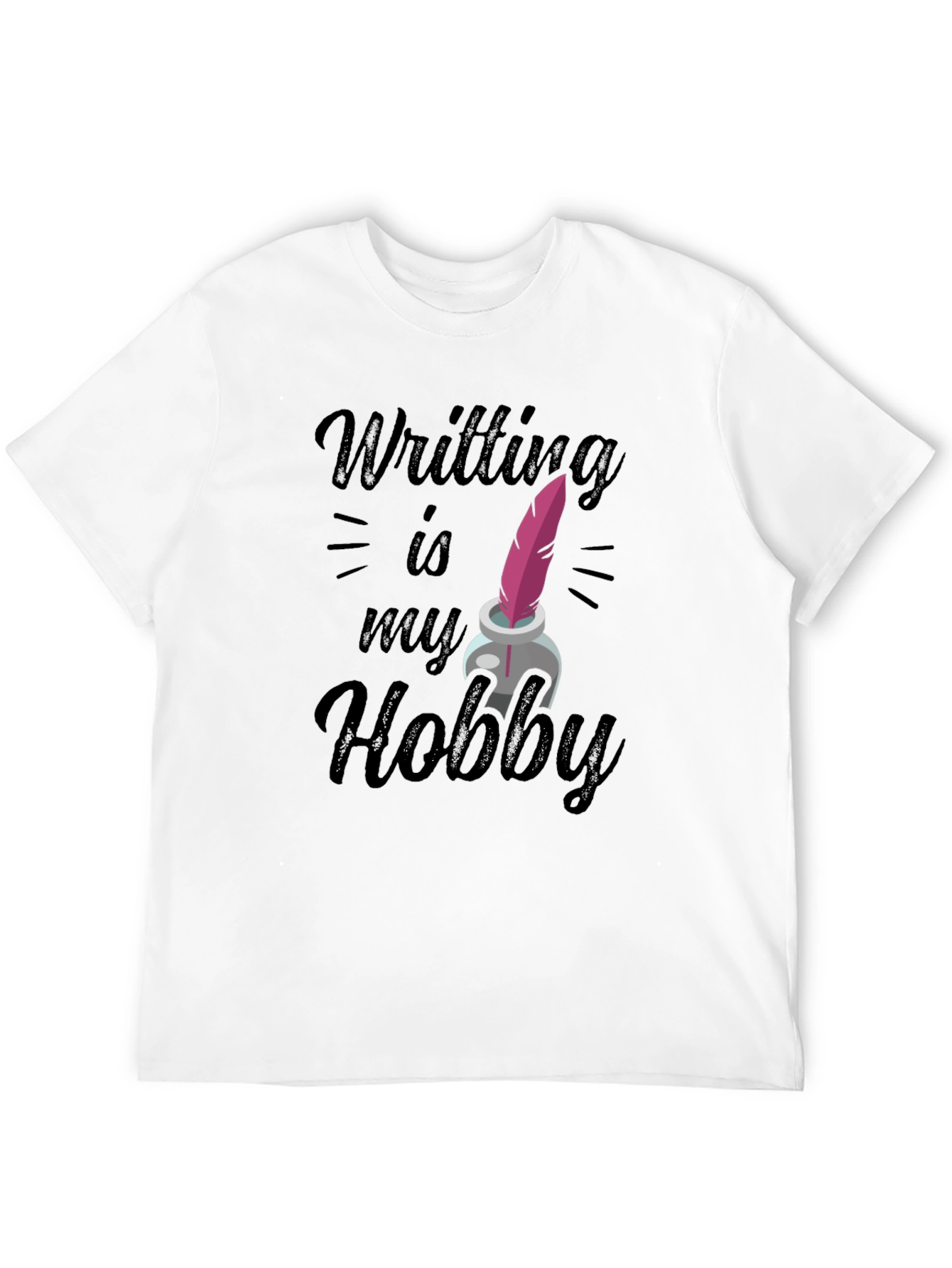 Writing Hobby T-Shirt - Feather & Ink Design