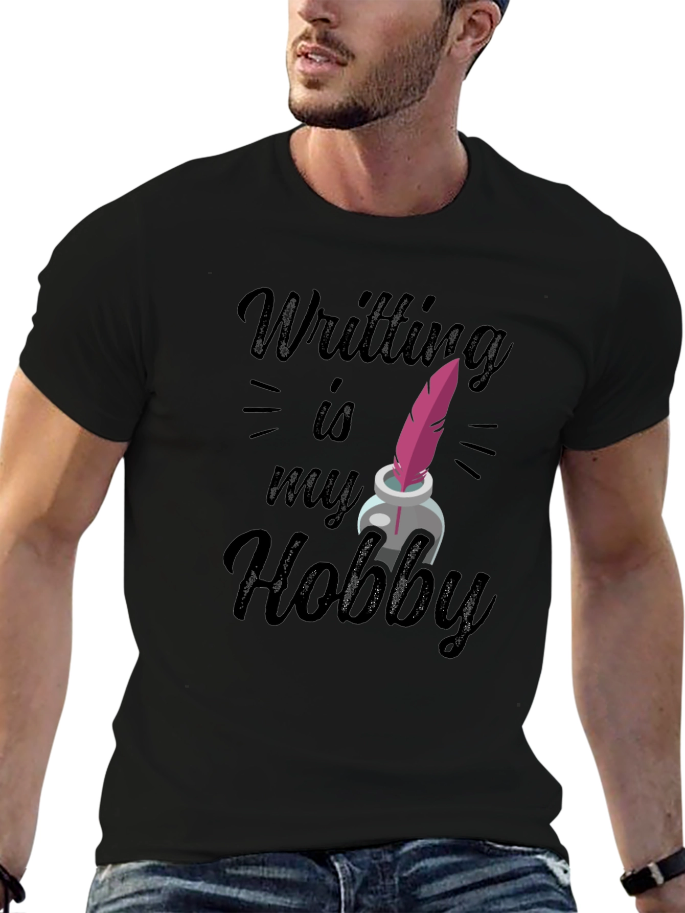 Writing Hobby T-Shirt - Feather & Ink Design