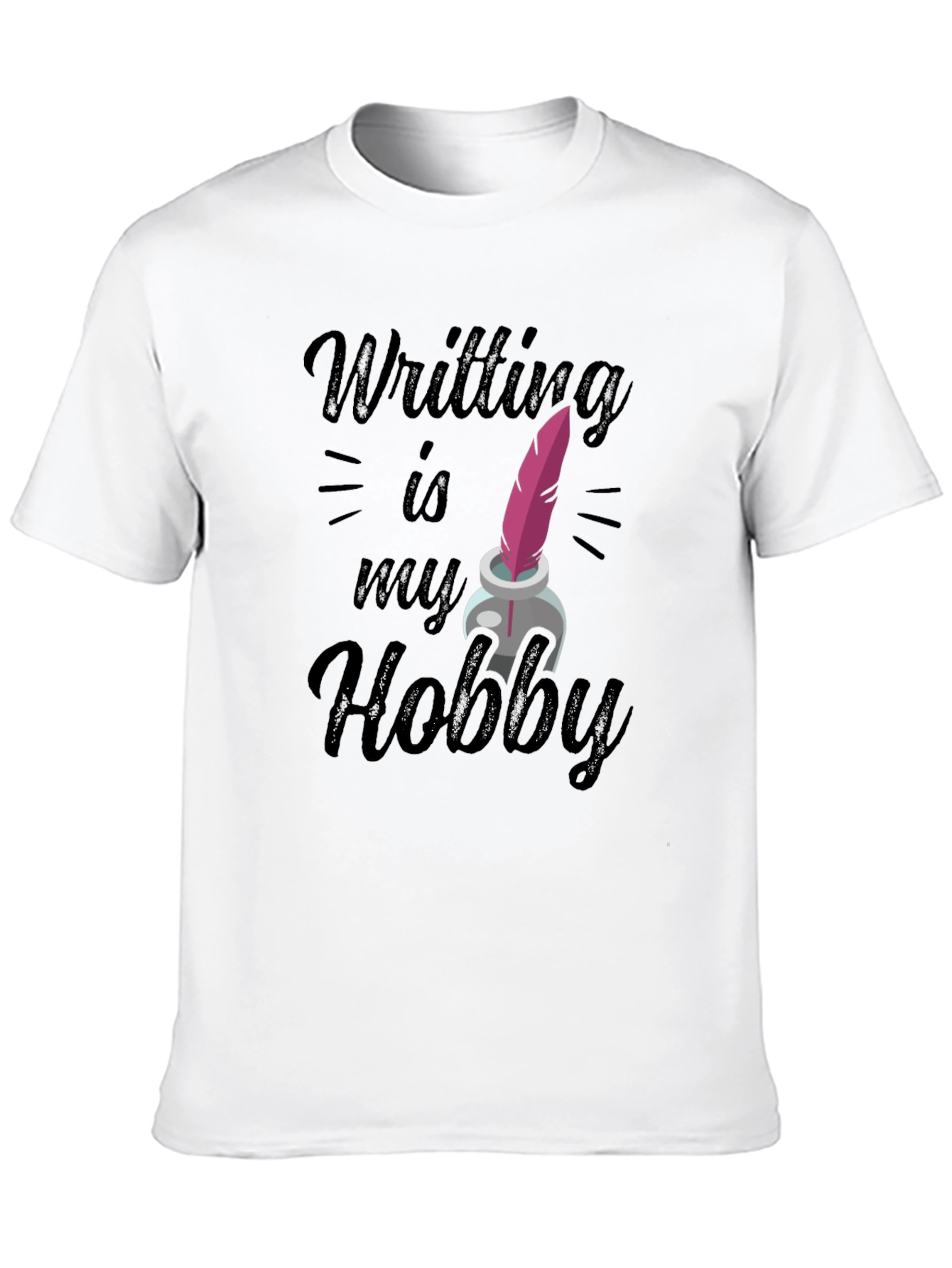 Writing Hobby T-Shirt - Feather & Ink Design