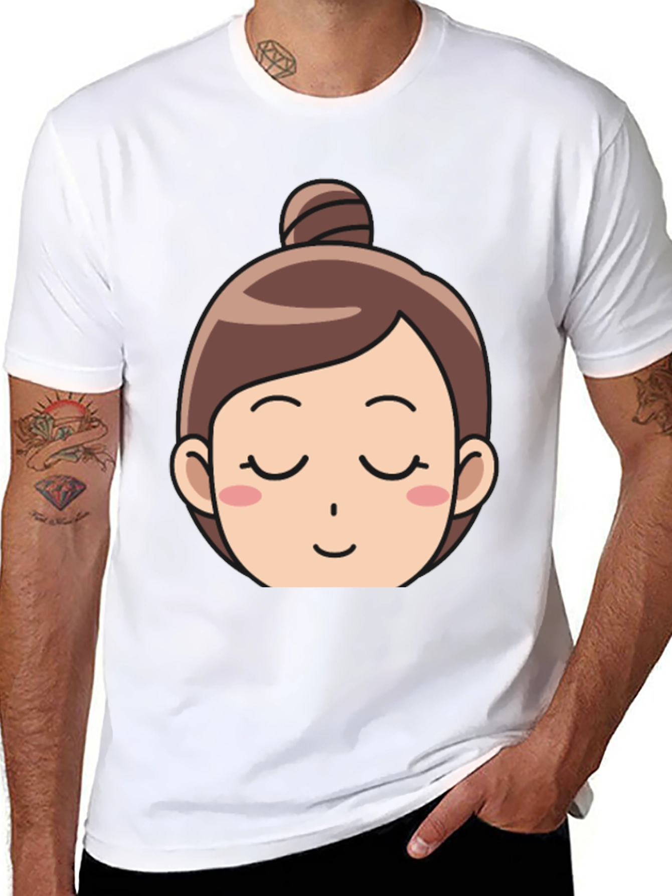 Cartoon Girl Face T-Shirt