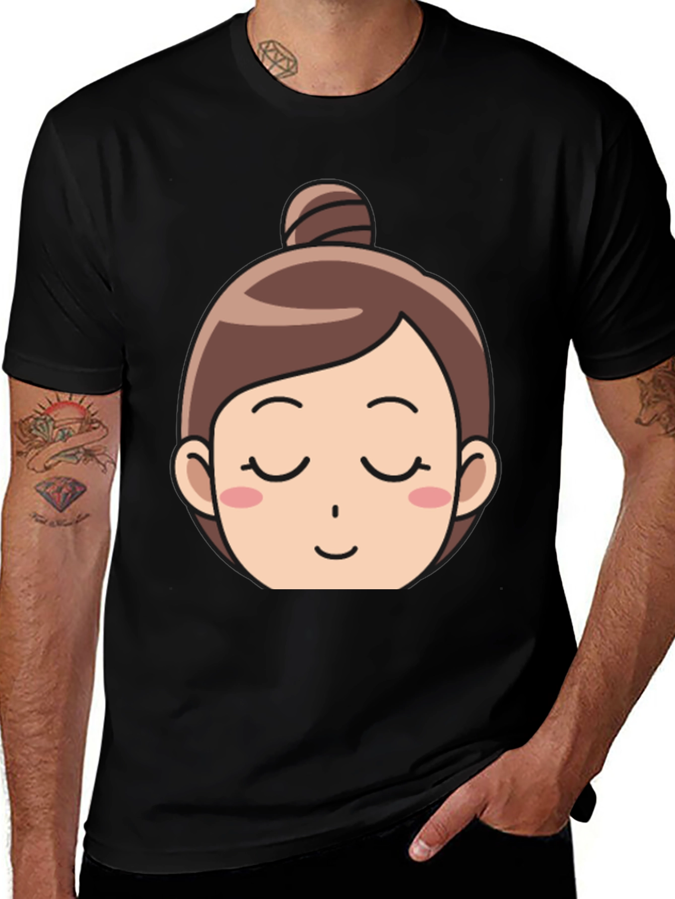 Cartoon Girl Face T-Shirt
