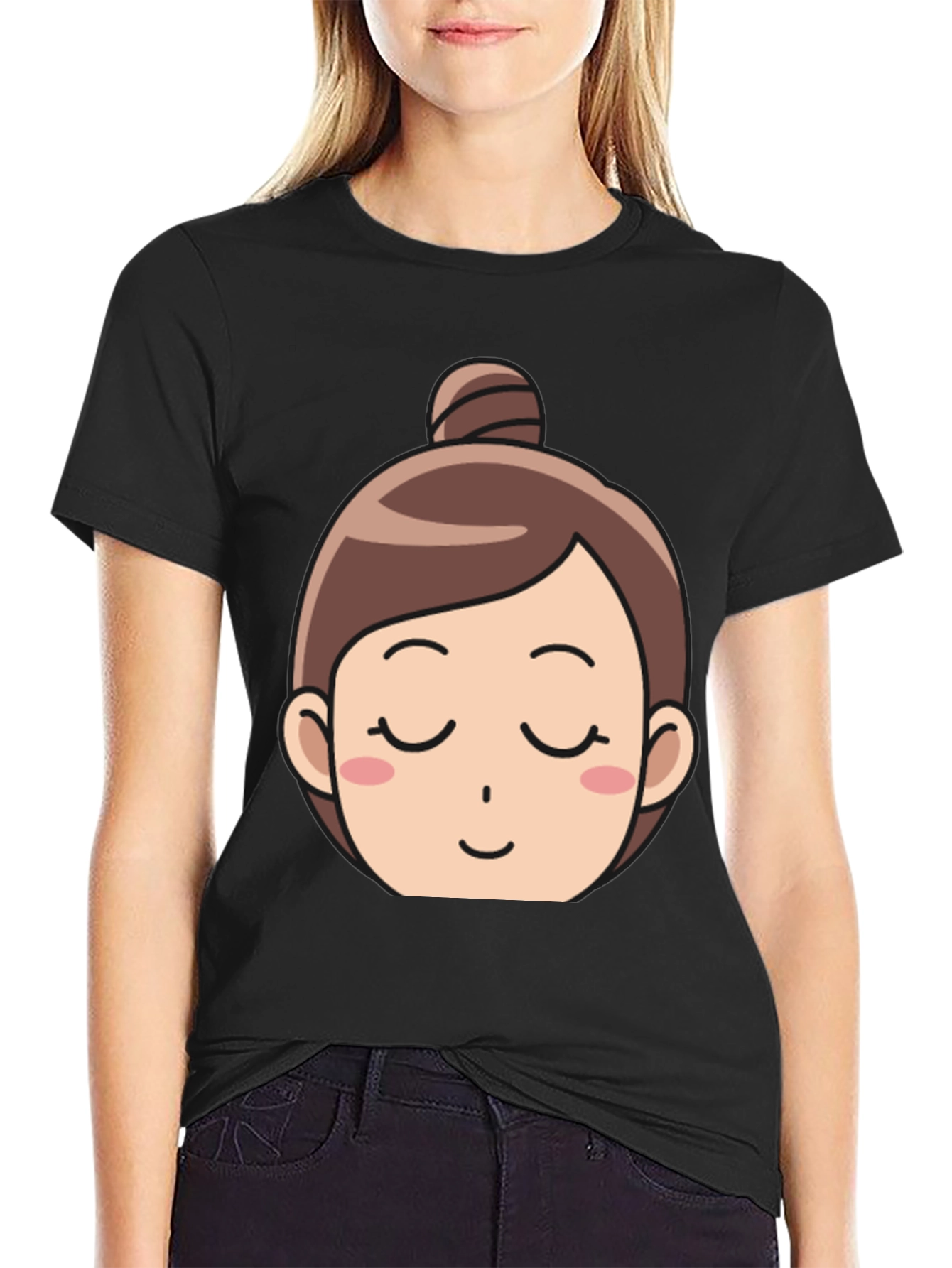 Cartoon Girl Face T-Shirt