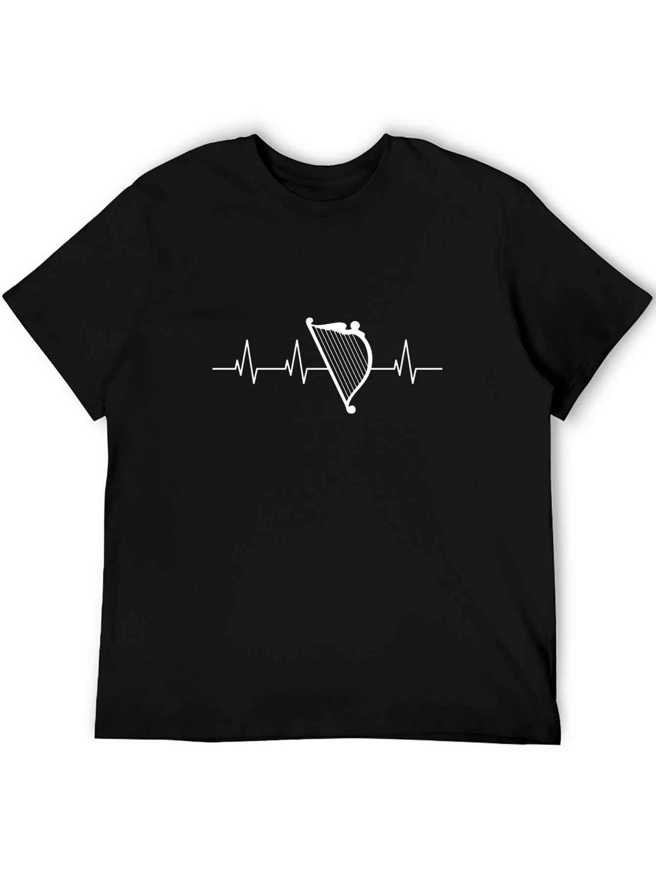 Harp Heartbeat Graphic Tee - Musicians Black T-Shirt