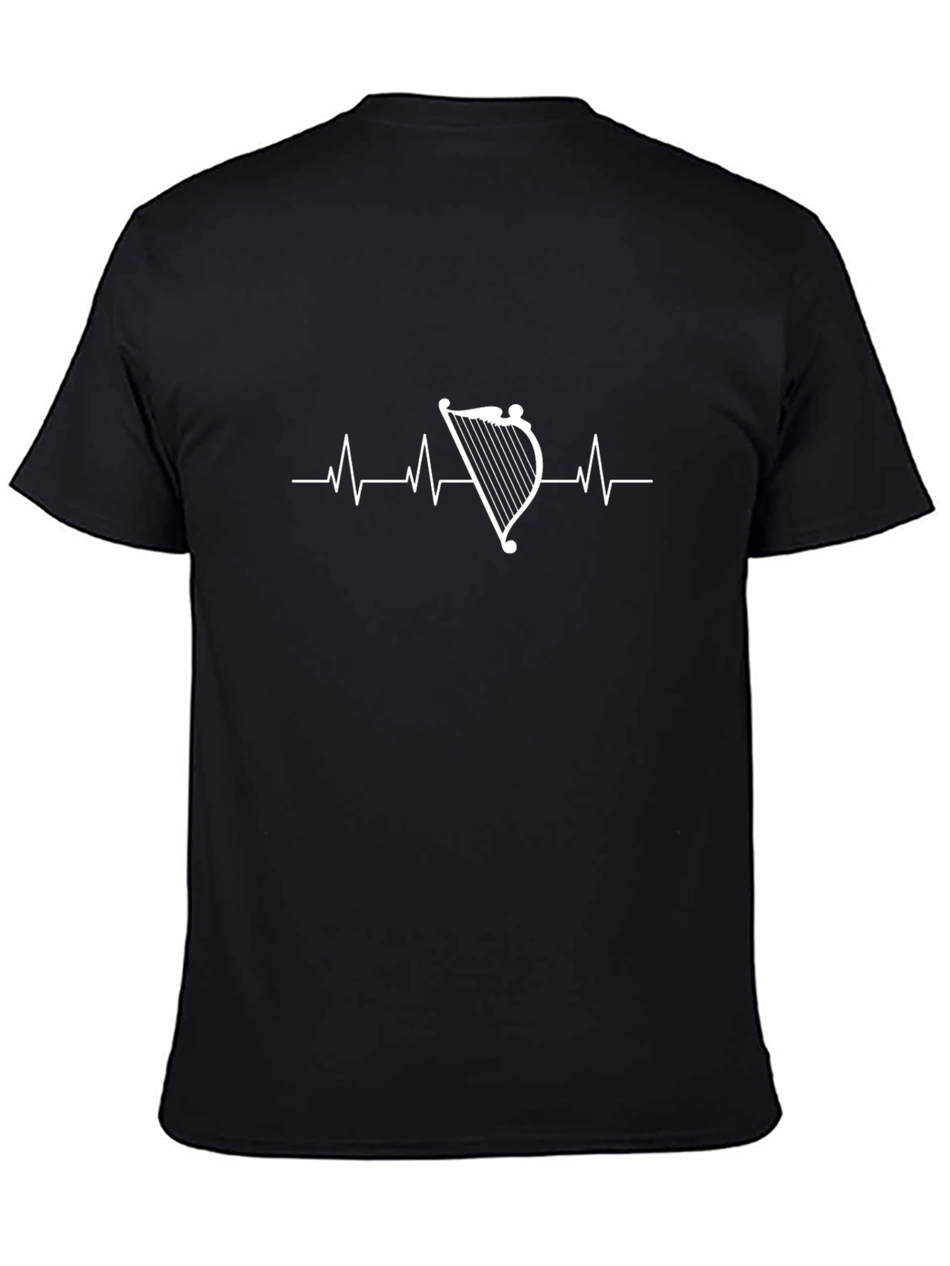 Harp Heartbeat Graphic Tee - Musicians Black T-Shirt