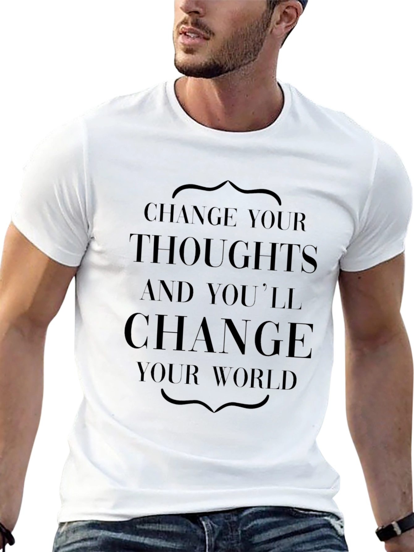 Inspirational Change Your Thoughts Black T-Shirt
