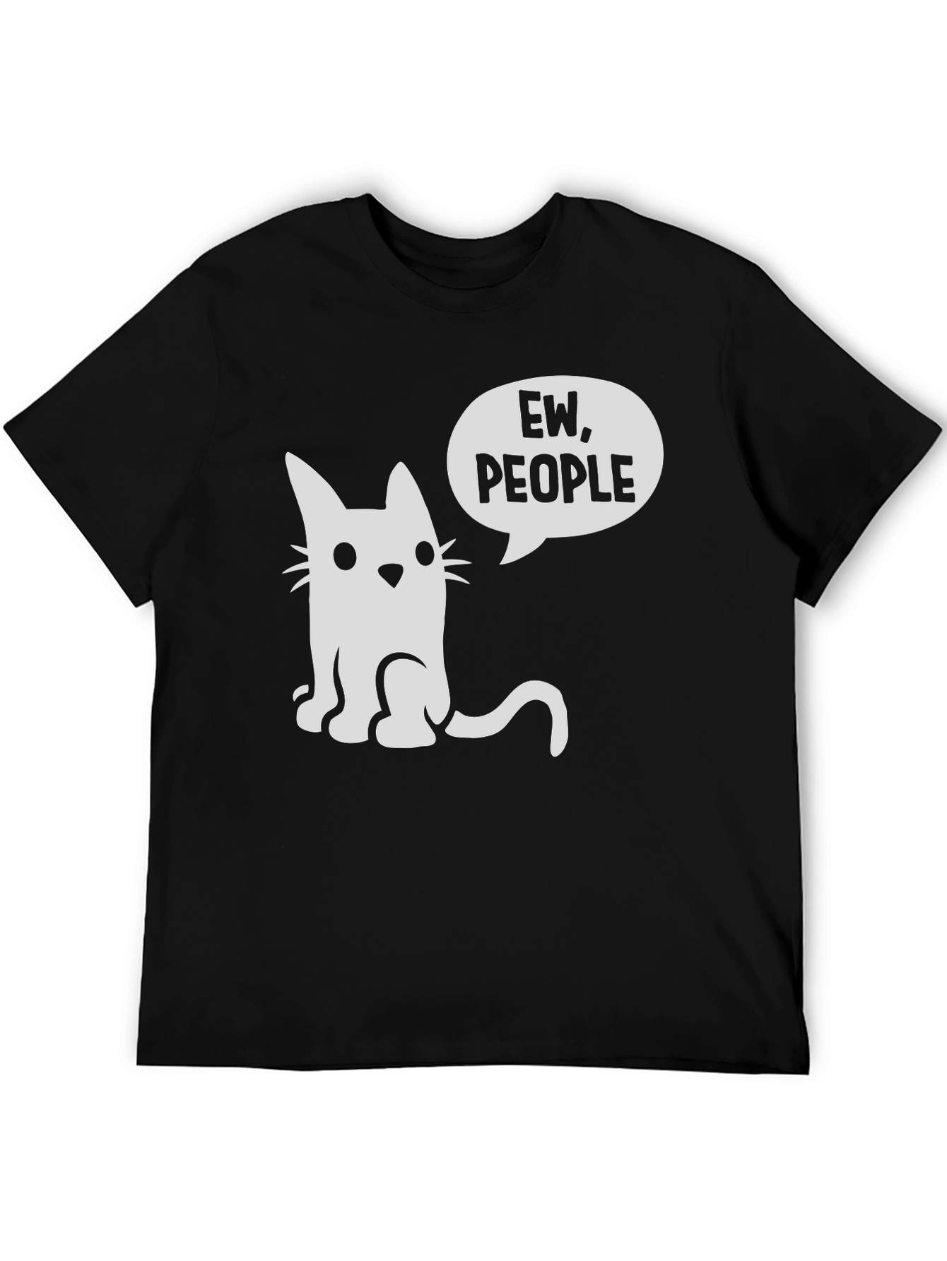 Ew People Cat Graphic Tee - Black Cotton T-Shirt