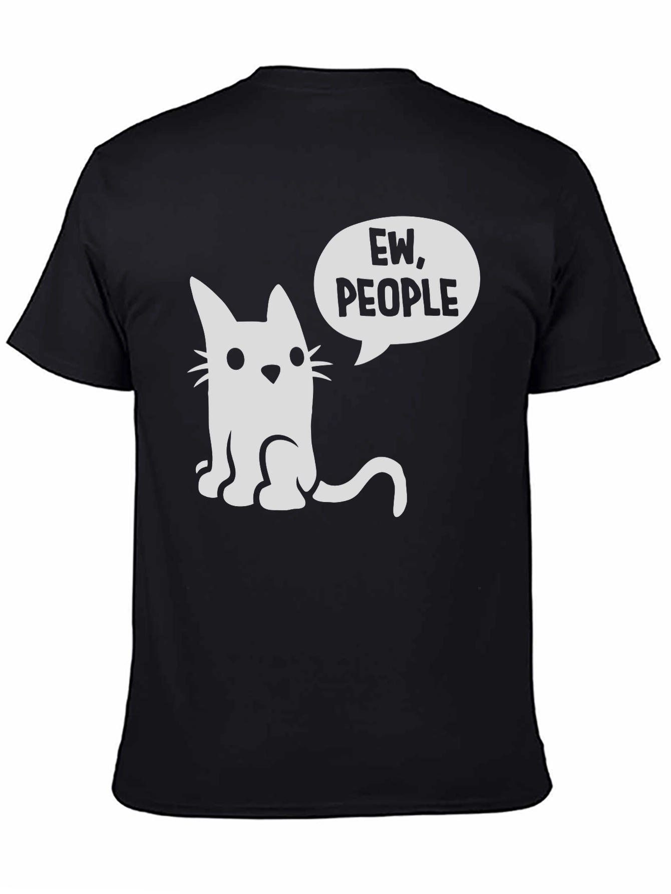 Ew People Cat Graphic Tee - Black Cotton T-Shirt