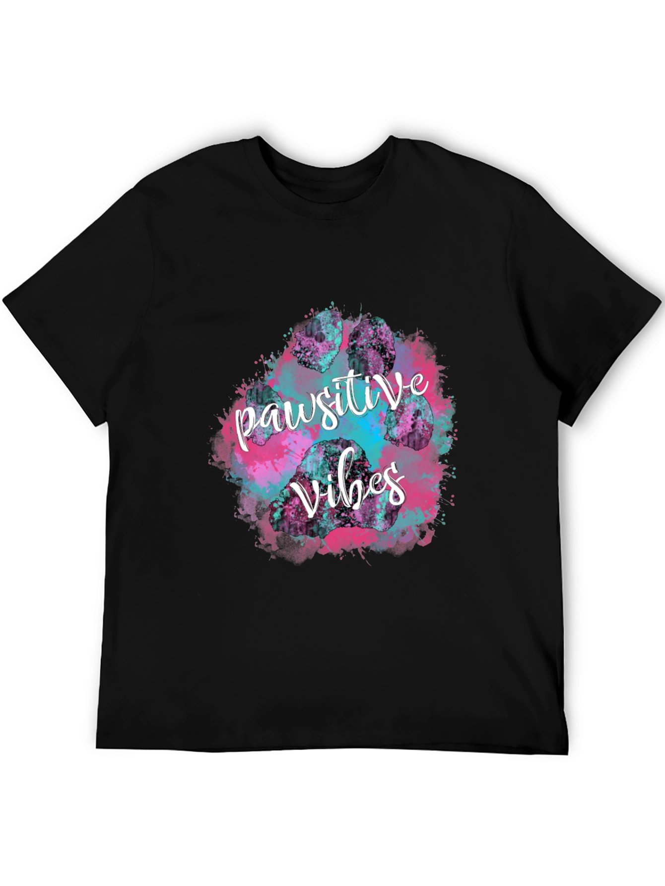 Pawsitive Vibes Graphic Tee - Trendy Black T-Shirt