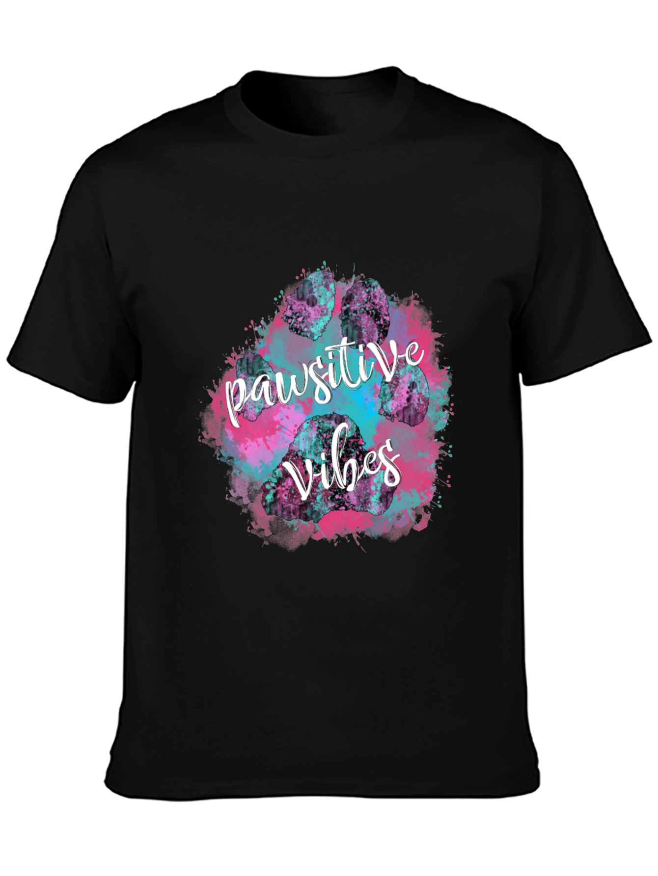 Pawsitive Vibes Graphic Tee - Trendy Black T-Shirt