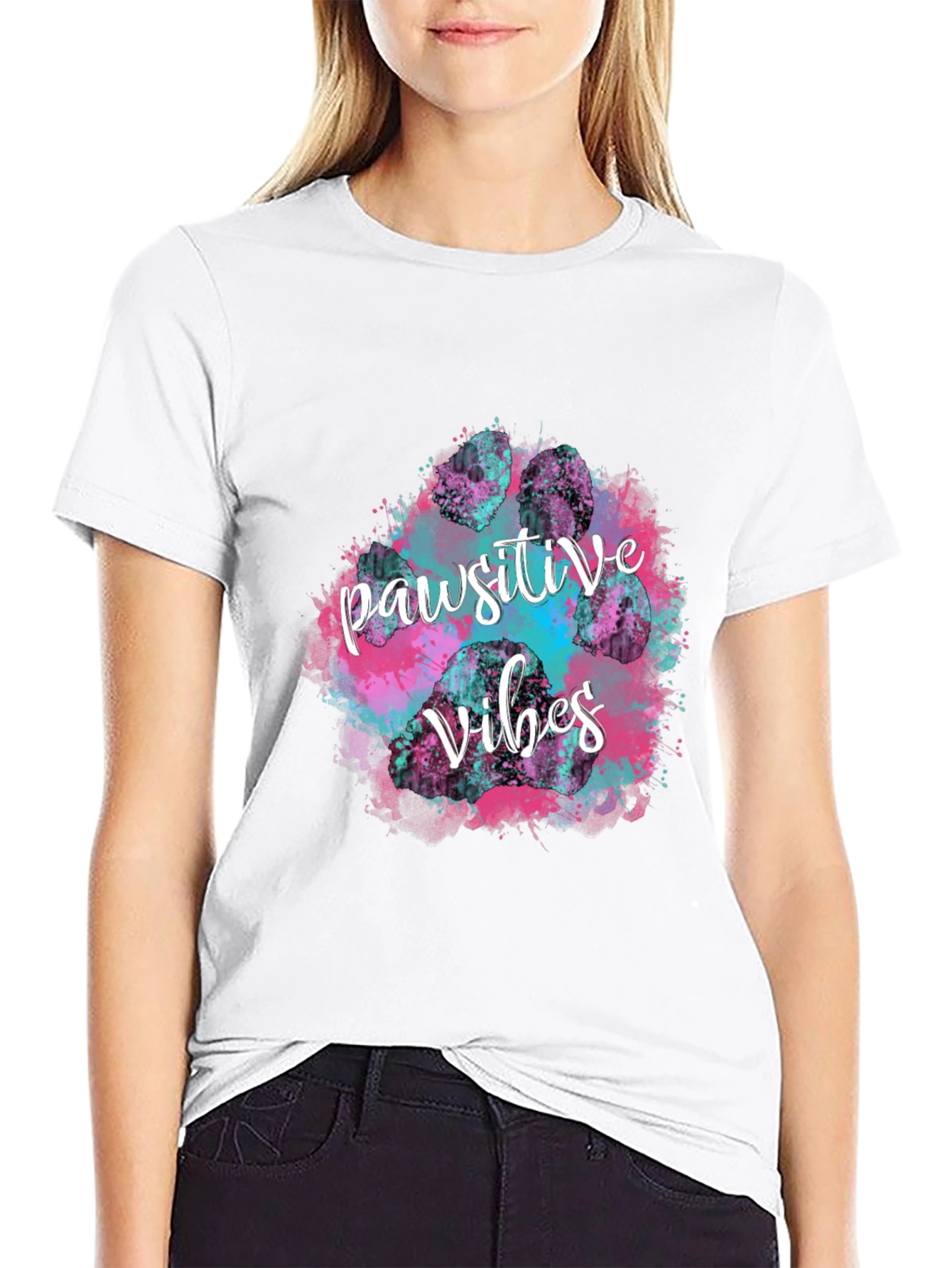 Pawsitive Vibes Graphic Tee - Trendy Black T-Shirt