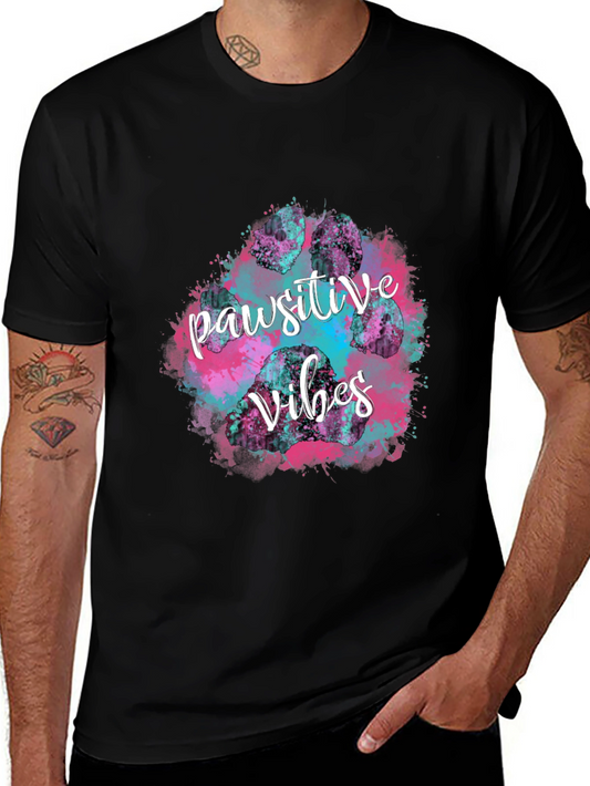 Pawsitive Vibes Graphic Tee - Trendy Black T-Shirt