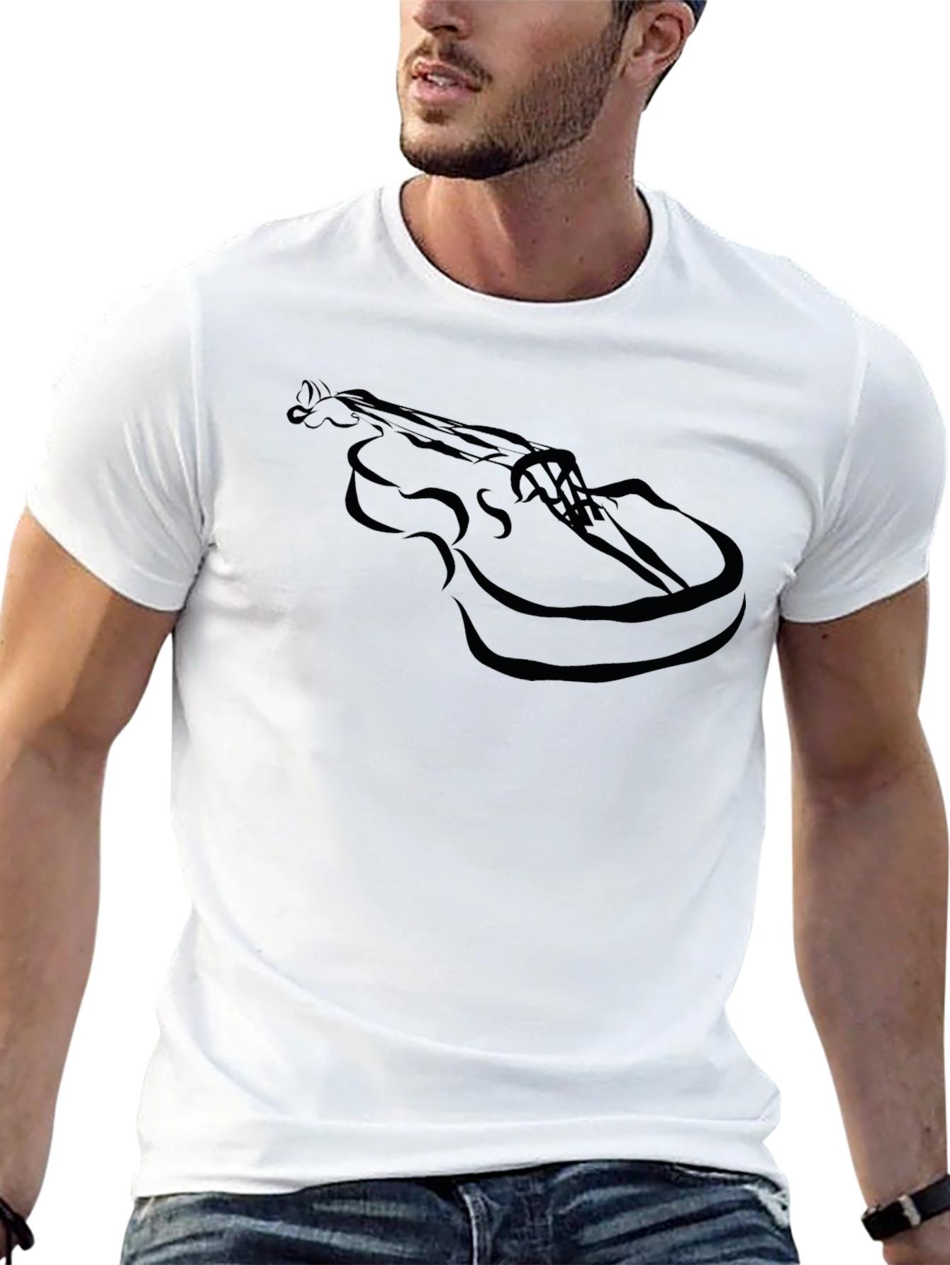 Abstract Violin Graphic Tee - Stylish Musician T-Shirt