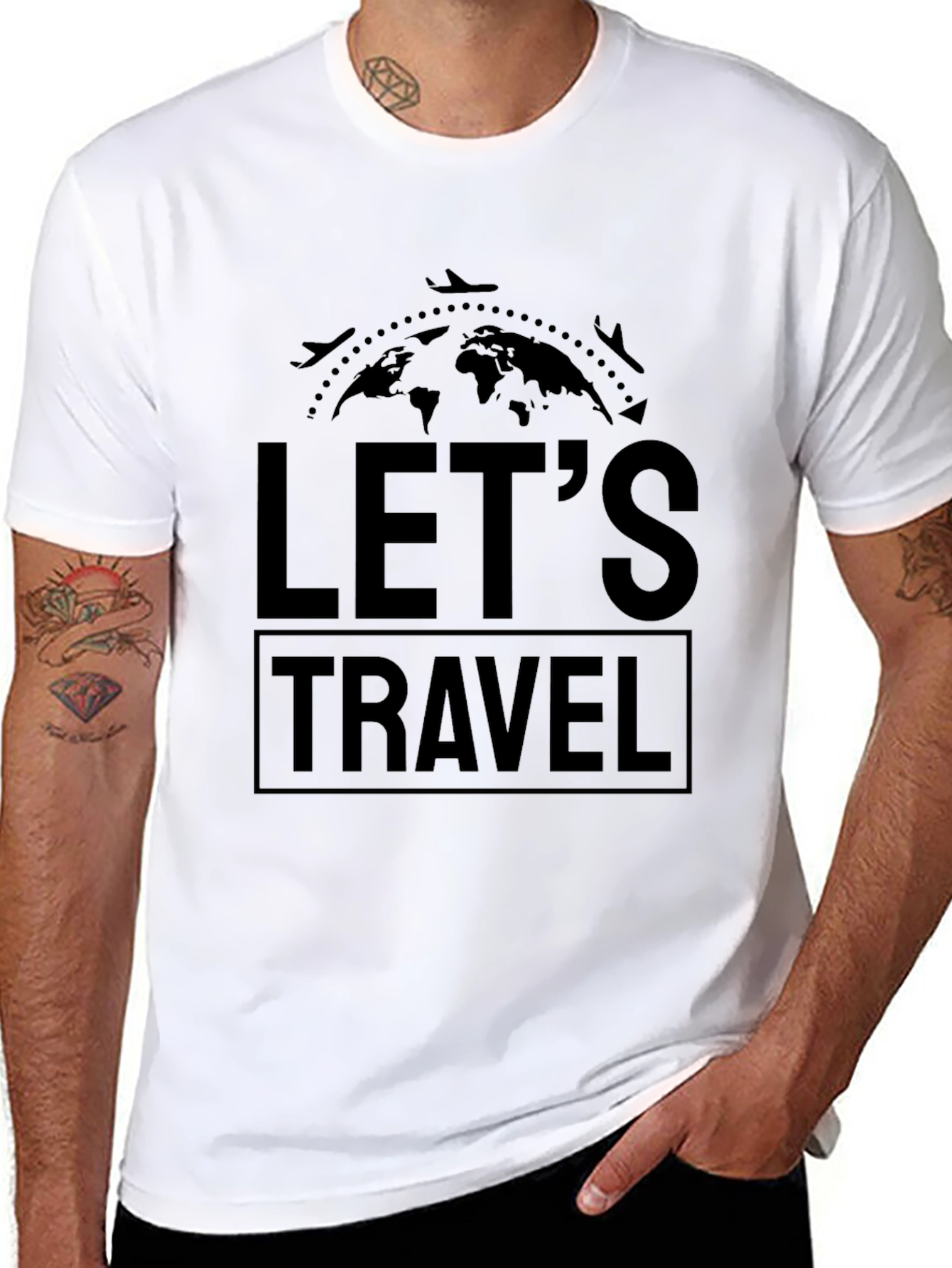 Lets Travel Graphic Tee - Black